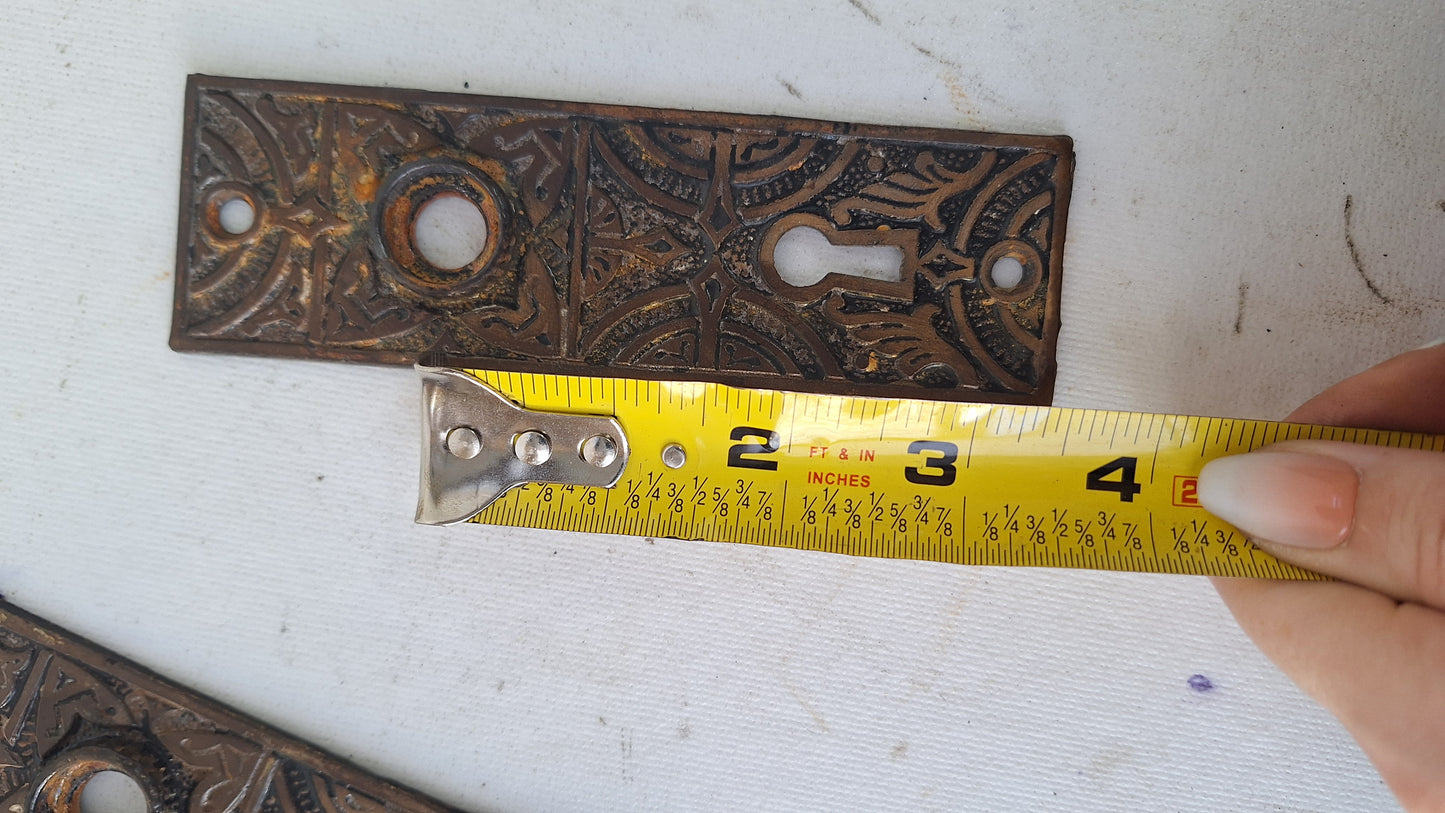 Cast Iron Eastlake Doorknob Plate, Antique Iron Escutcheon Backplate