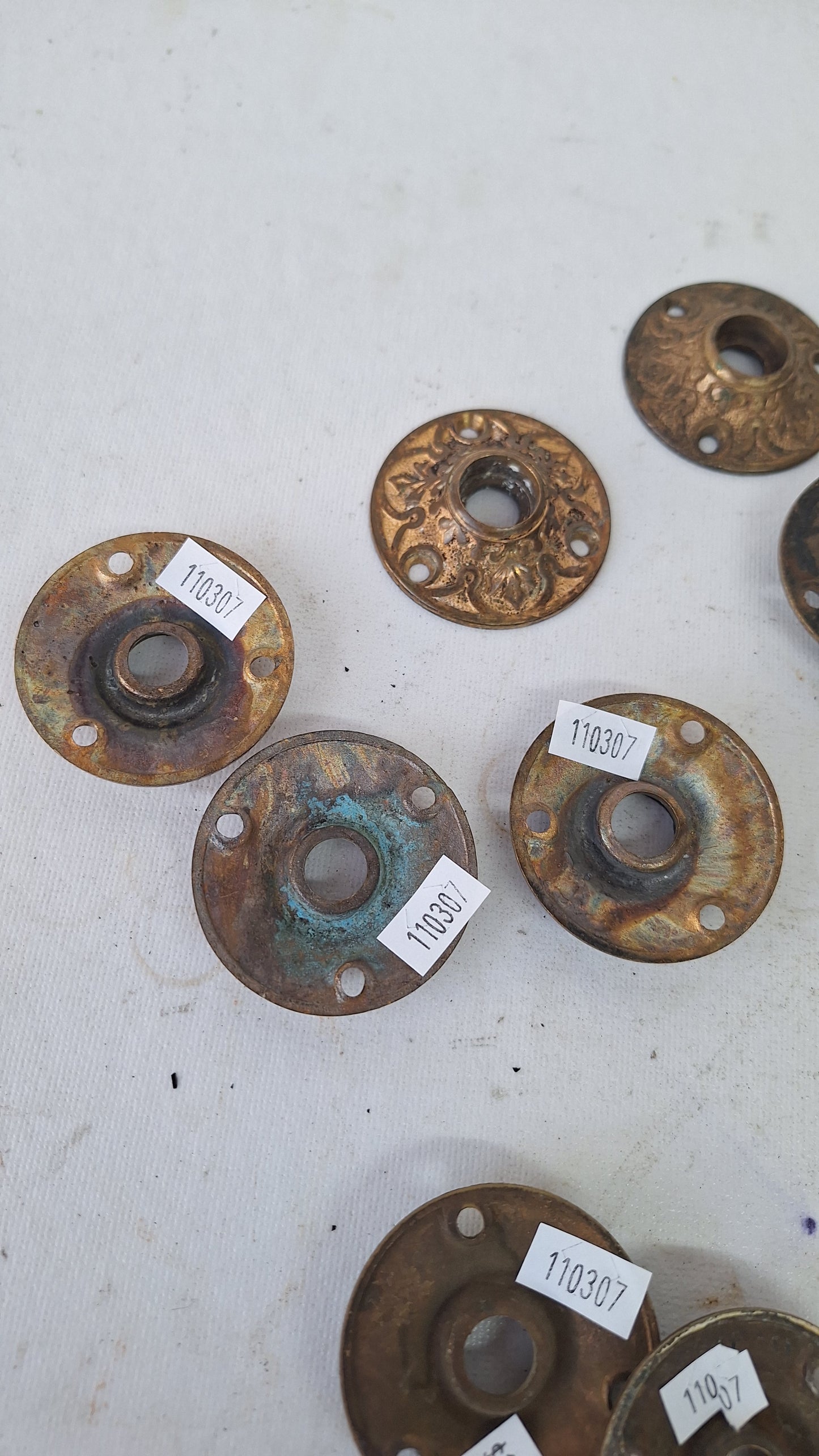 Antique Bronze Eastlake Design Rosettes, Doorknob Collar Rosette Backplates