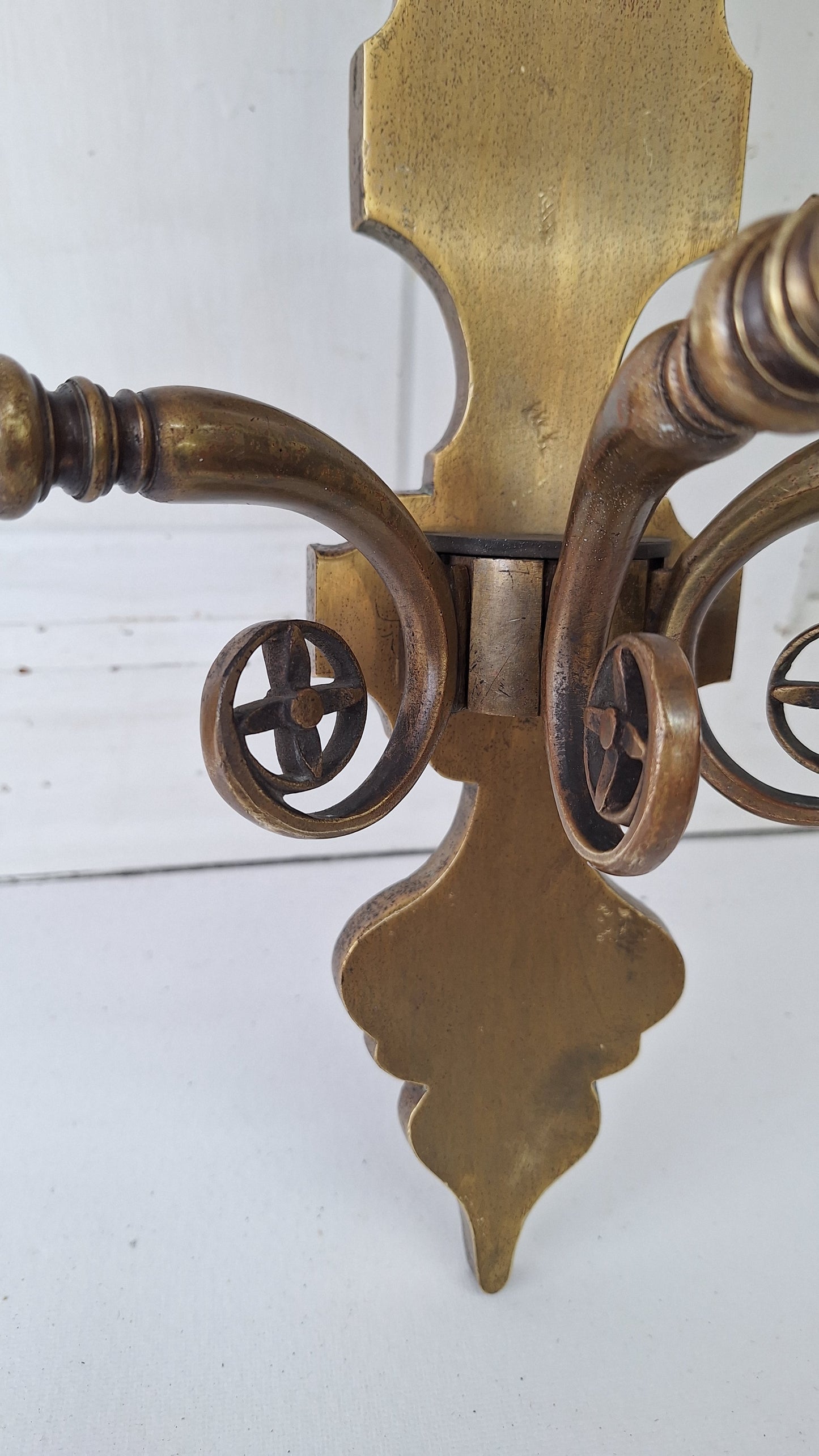 Vintage Brass Large Wall Sconce: Three-Arm Mid Century Light