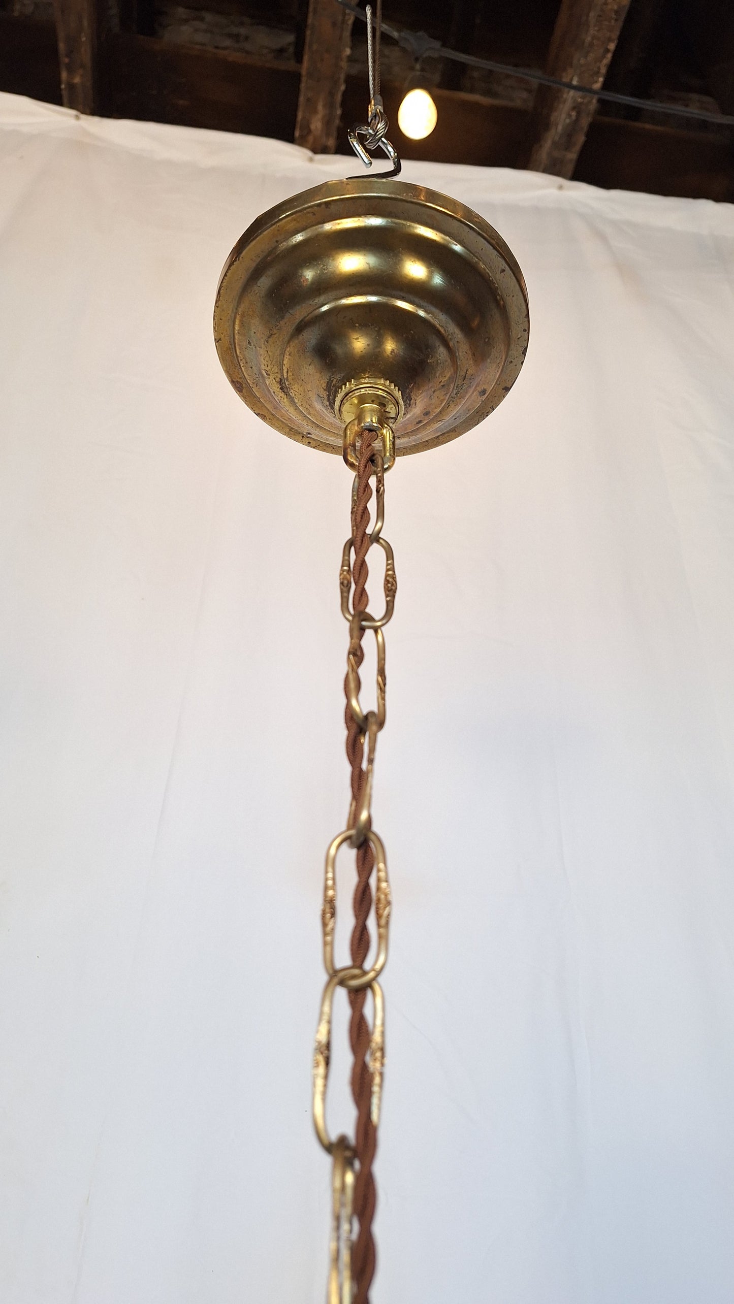 8 Arm Vintage Gold and Crystal Spanish Chandelier, Hollywood Regency Style Large Chandelier