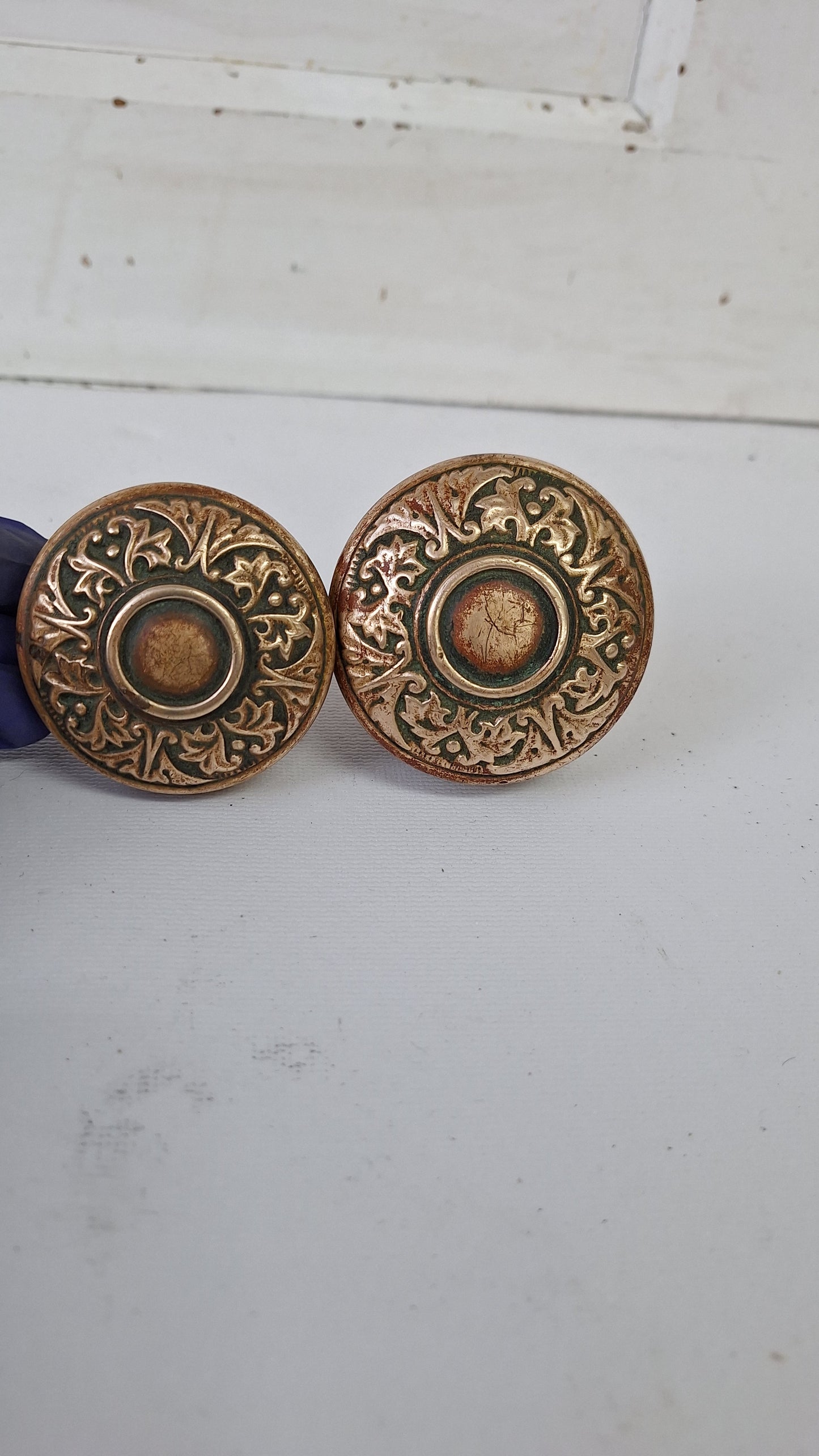 Entry and Passage Size 'Jacobean' Pattern Door Knobs by Corbin, Large and Standard Doorknobs