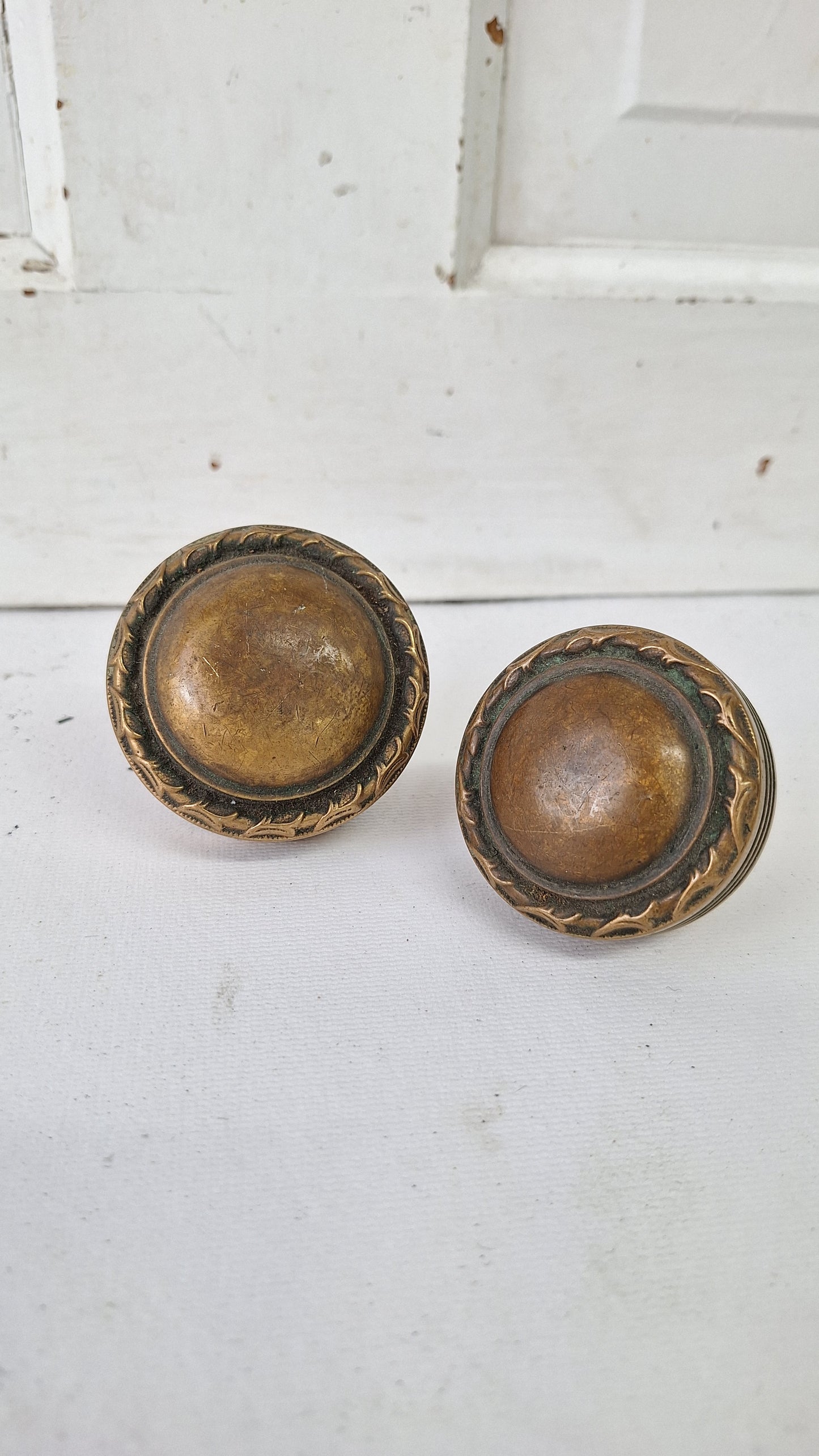 Domed Entry and Standard Size Bronse Door Knobs, Victorian Bronze Drum Style Doorknobs