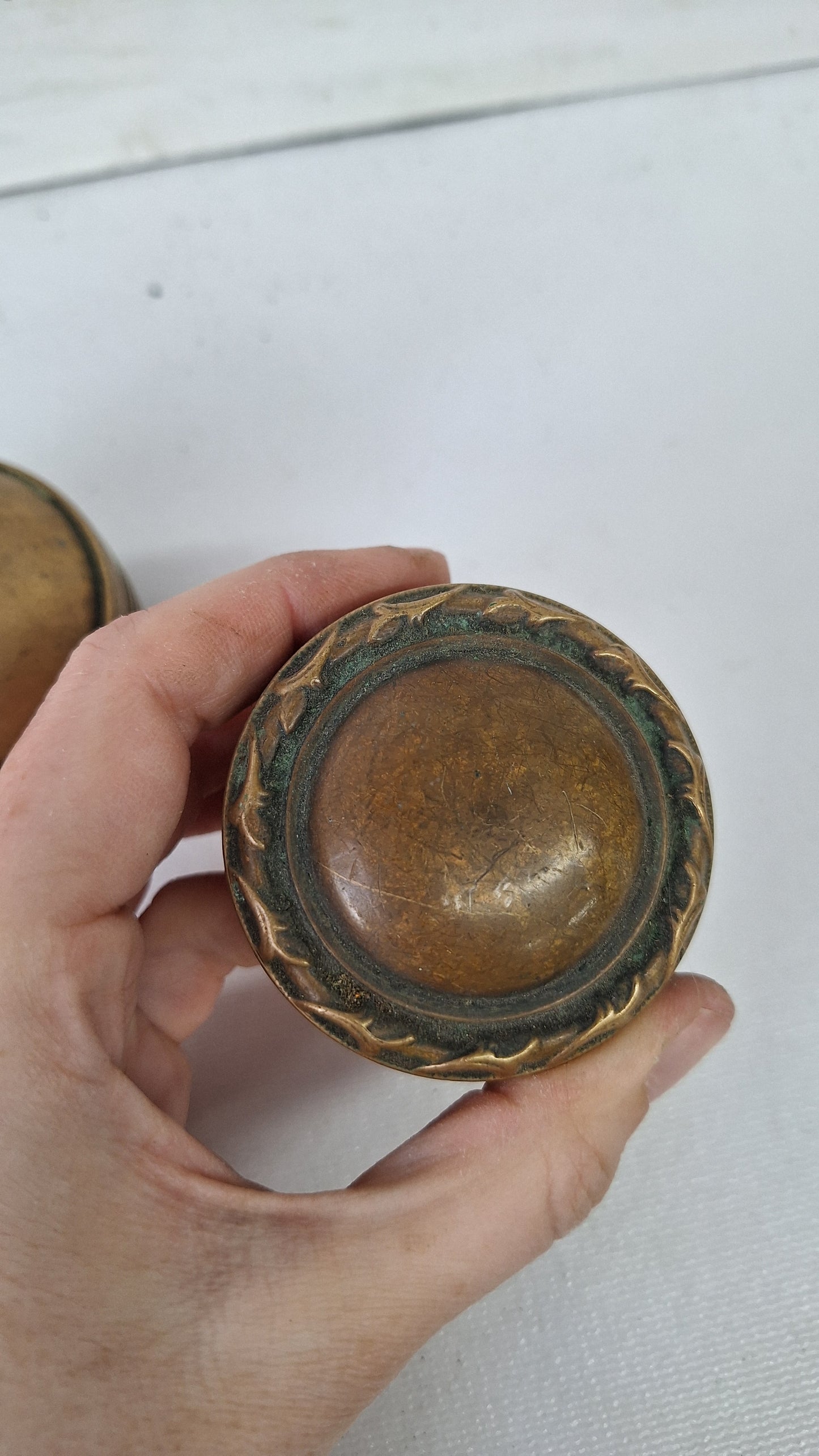 Domed Entry and Standard Size Bronse Door Knobs, Victorian Bronze Drum Style Doorknobs