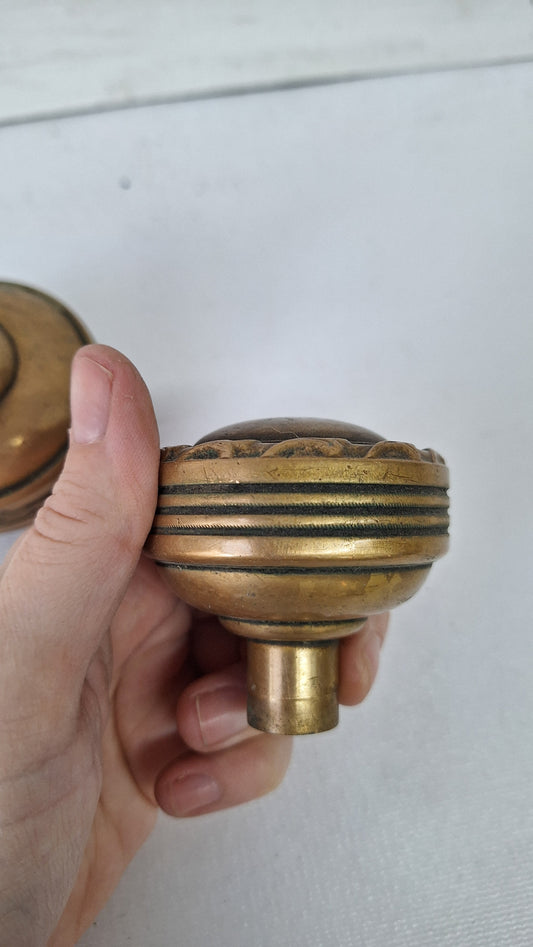 Domed Entry and Standard Size Bronse Door Knobs, Victorian Bronze Drum Style Doorknobs