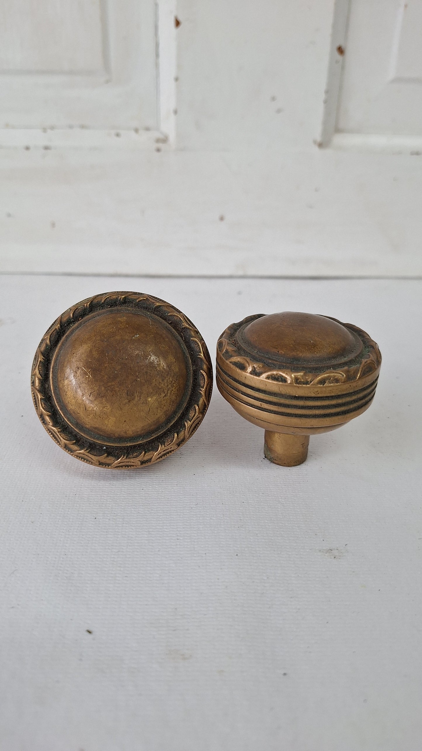 Domed Entry and Standard Size Bronse Door Knobs, Victorian Bronze Drum Style Doorknobs