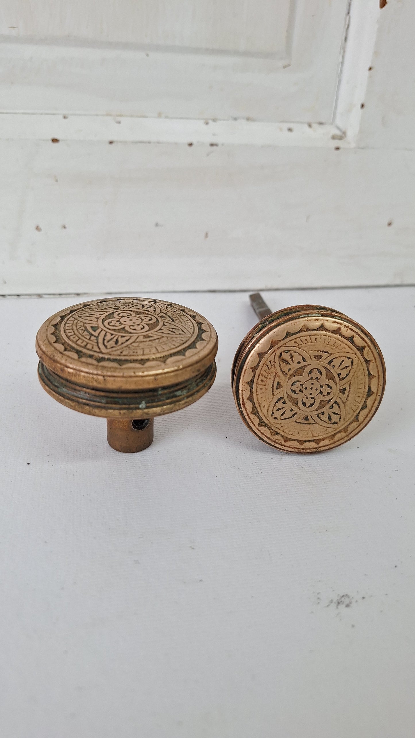 Entry and Passage Size "Gothic" Solid Brass Doorknob Set - Corbin Bronze Doorknobs