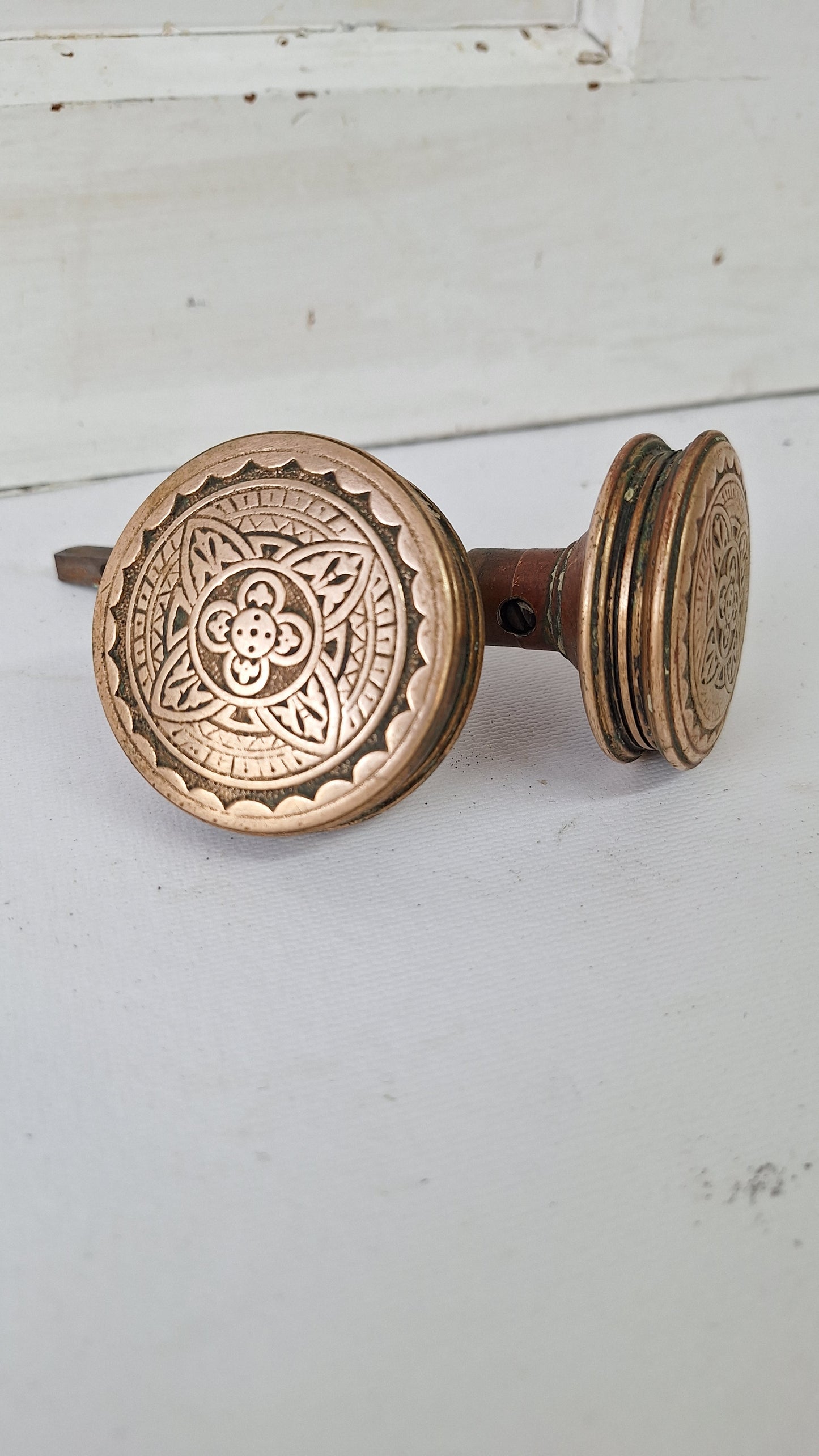 Entry and Passage Size "Gothic" Solid Brass Doorknob Set - Corbin Bronze Doorknobs