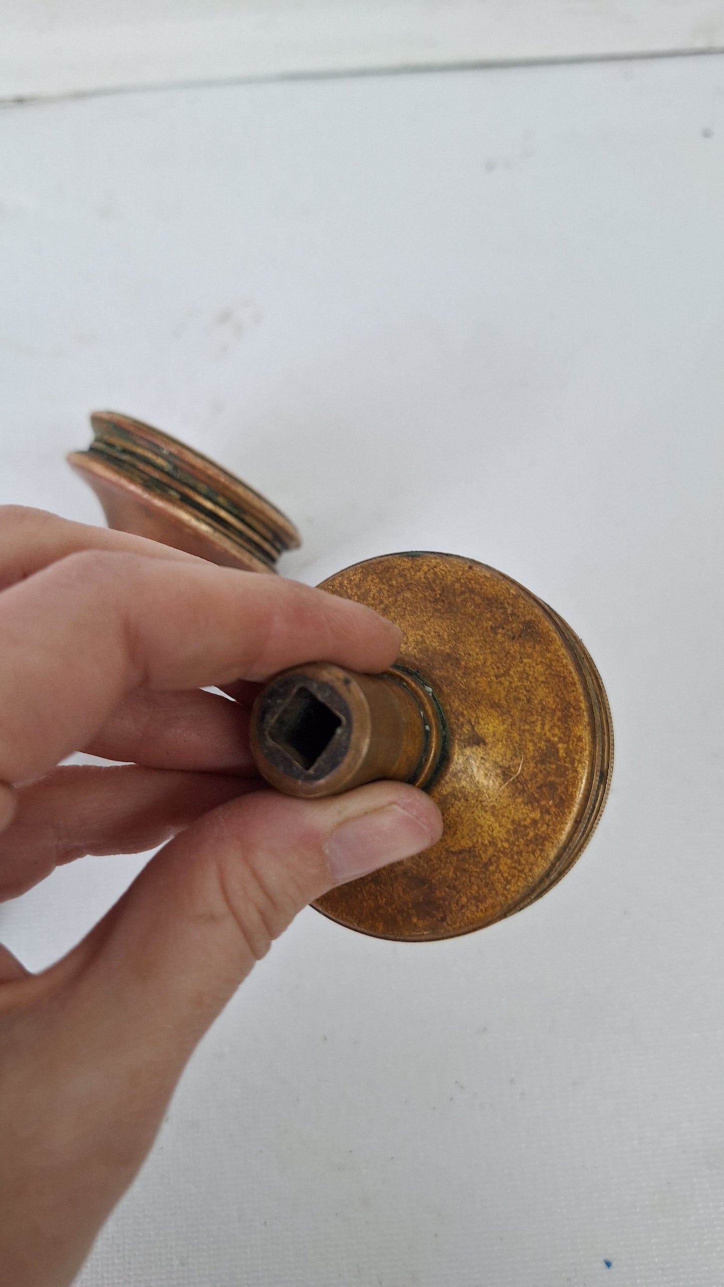 Entry and Passage Size "Gothic" Solid Brass Doorknob Set - Corbin Bronze Doorknobs