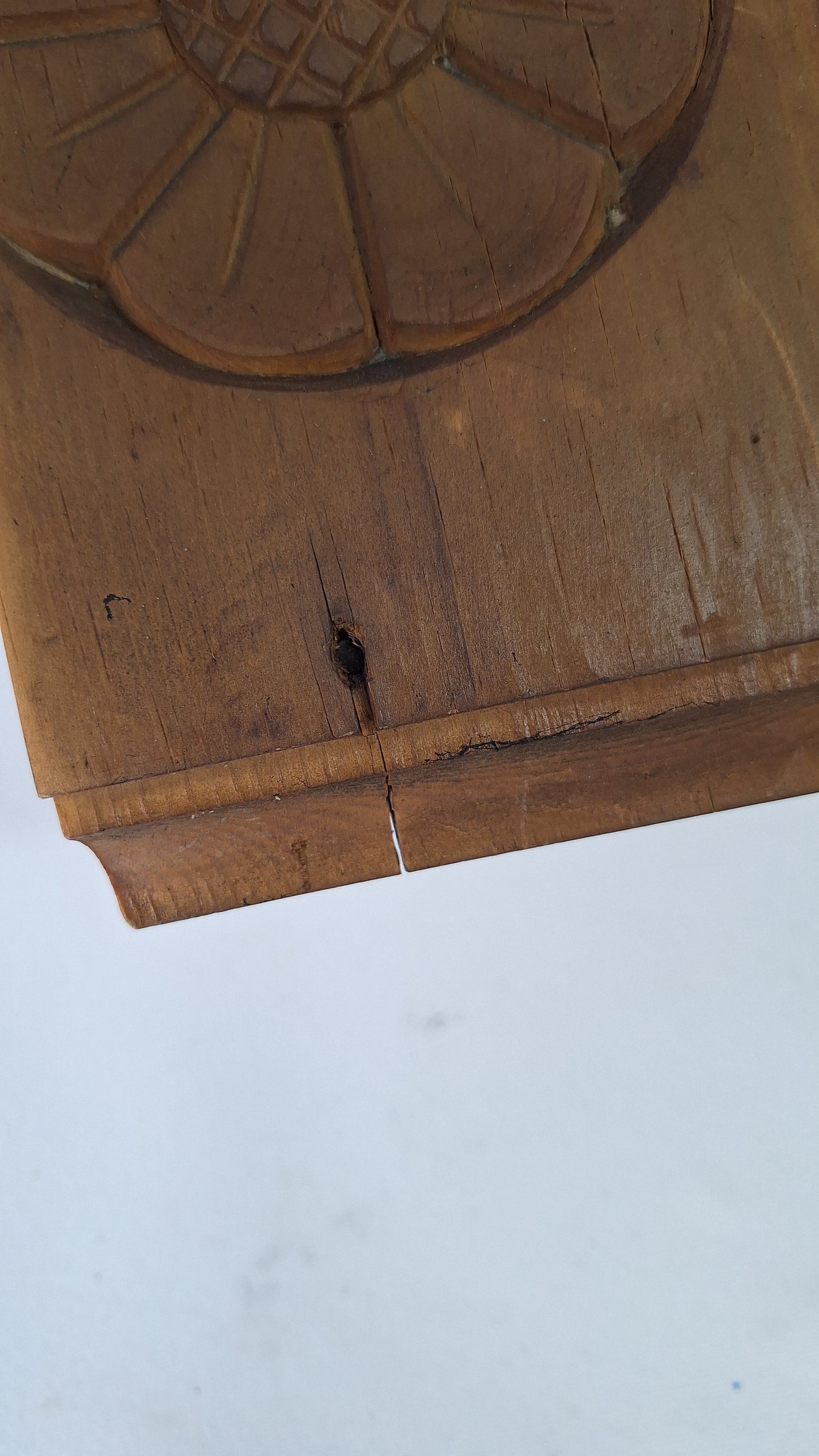 Pair of Carved Flower Plinth Blocks, Salvaged Wood Base Trim Moldings