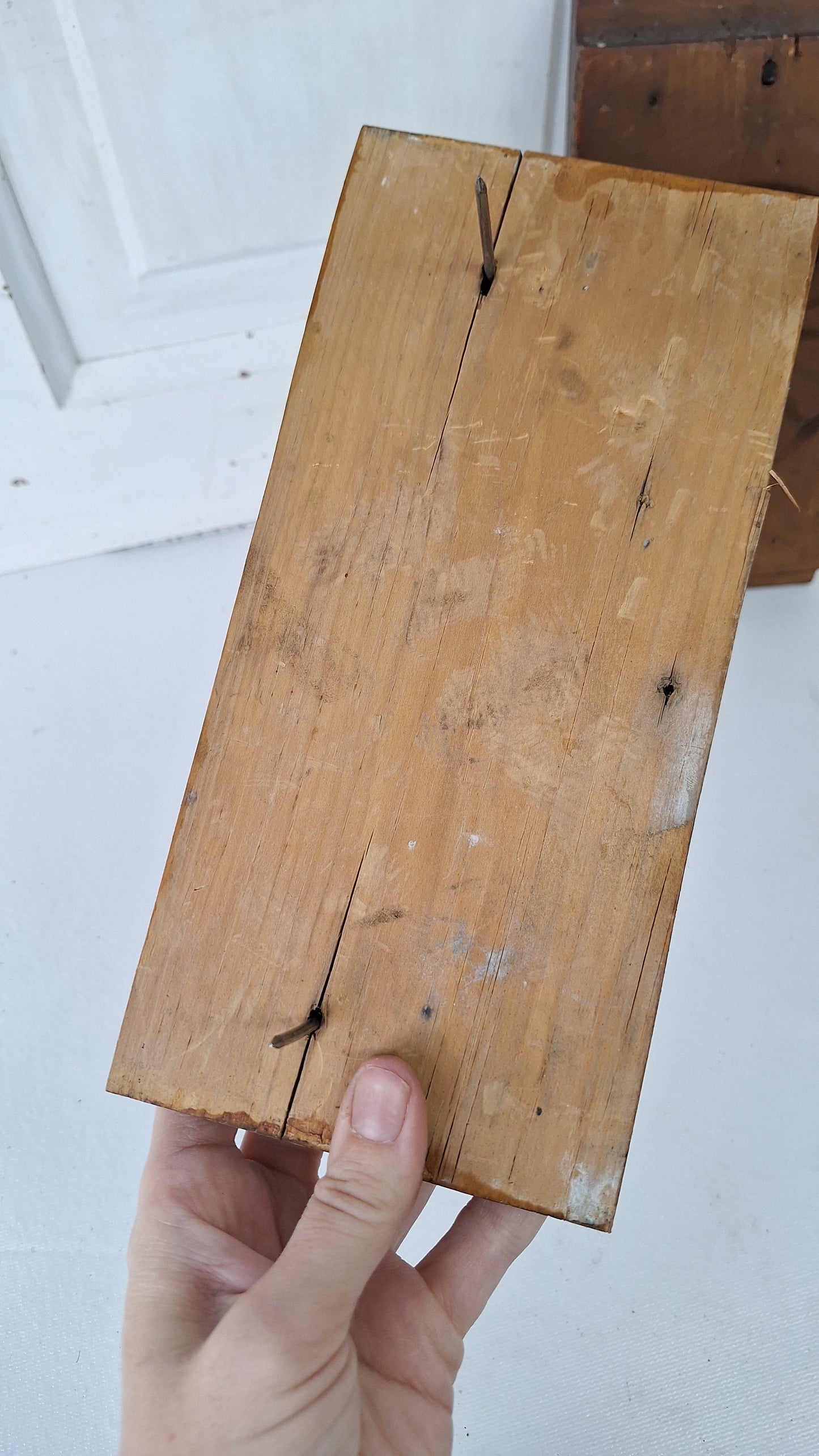 Pair of Carved Flower Plinth Blocks, Salvaged Wood Base Trim Moldings