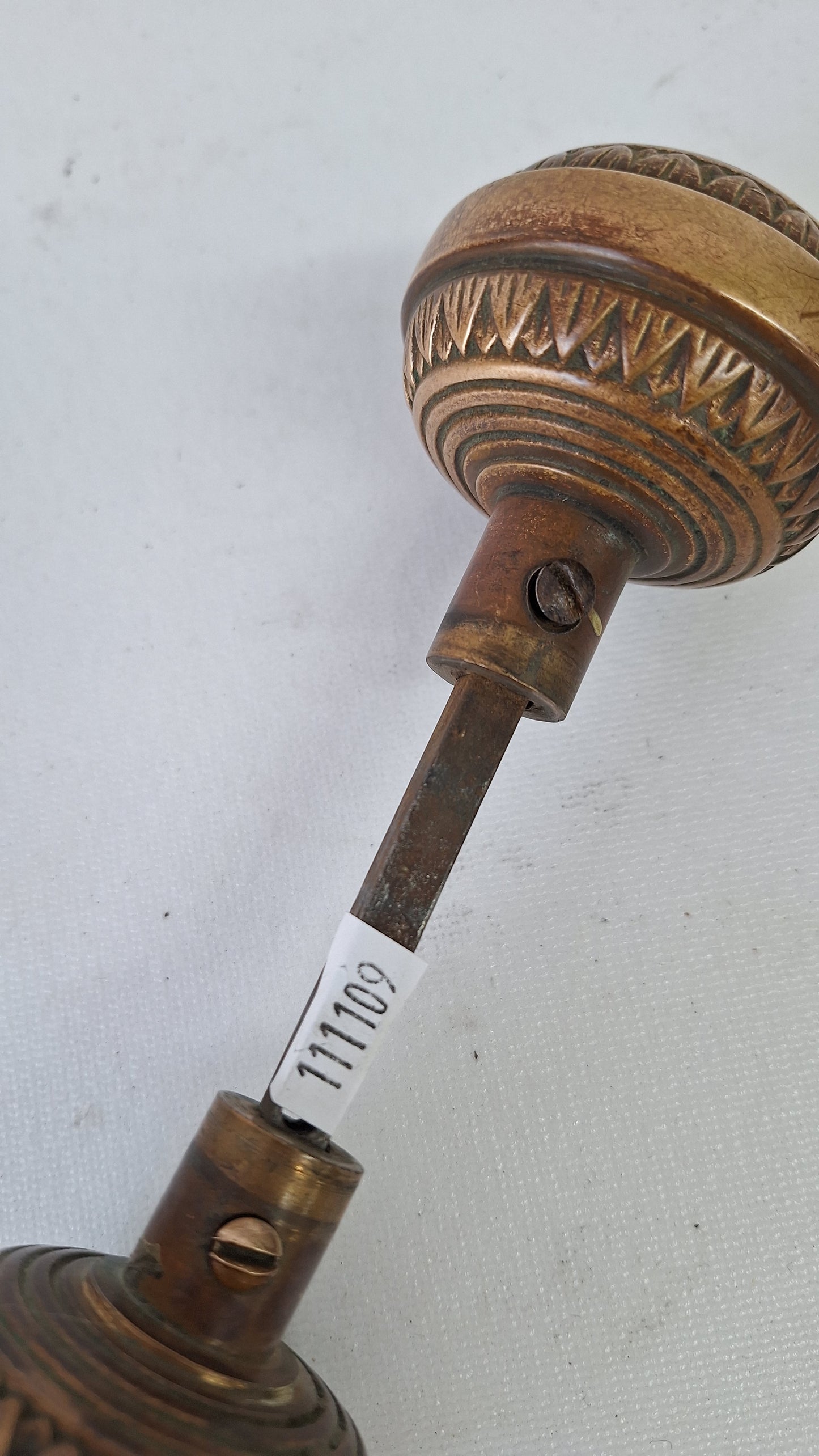 Nashua Doorknob Set, Two Victorian Era Bronze Door Knobs