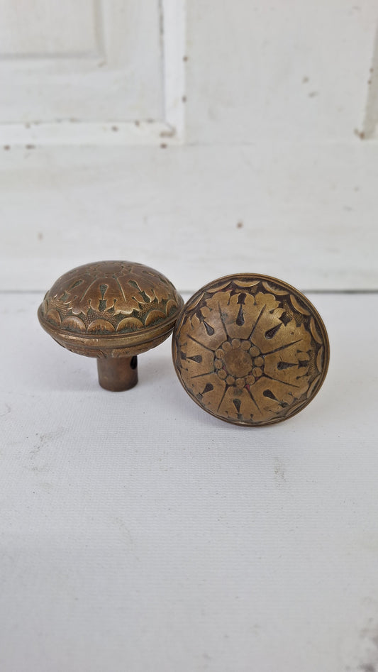 Norwalk Doorknob Set, Two Victorian Era Bronze Door Knobs