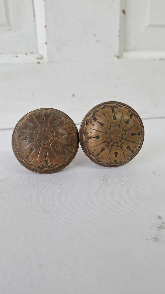 Norwalk Doorknob Set, Two Victorian Era Bronze Door Knobs