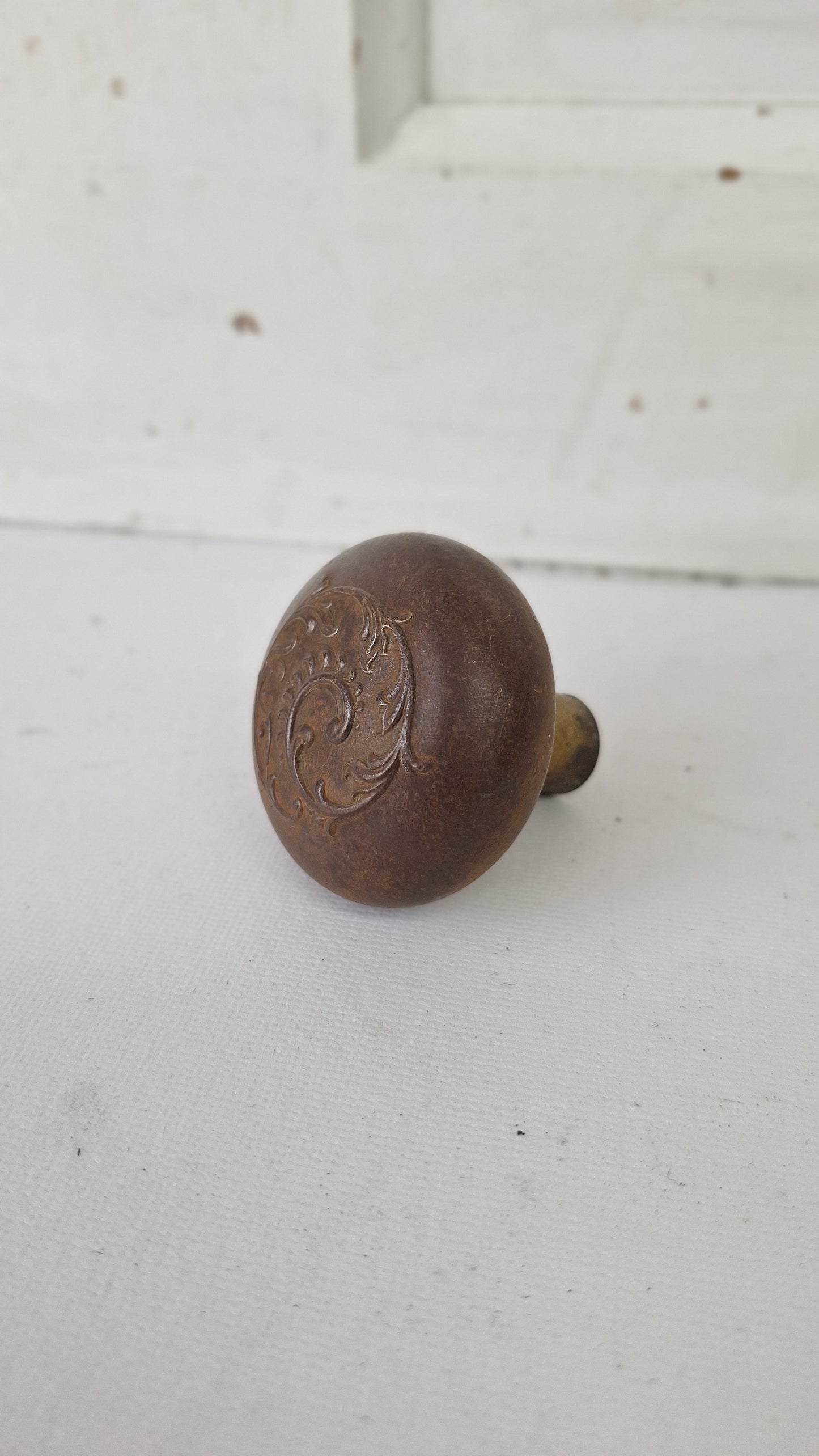 Cast Iron Doorknob in Lyons Design, Antique Iron Door Knob Handle