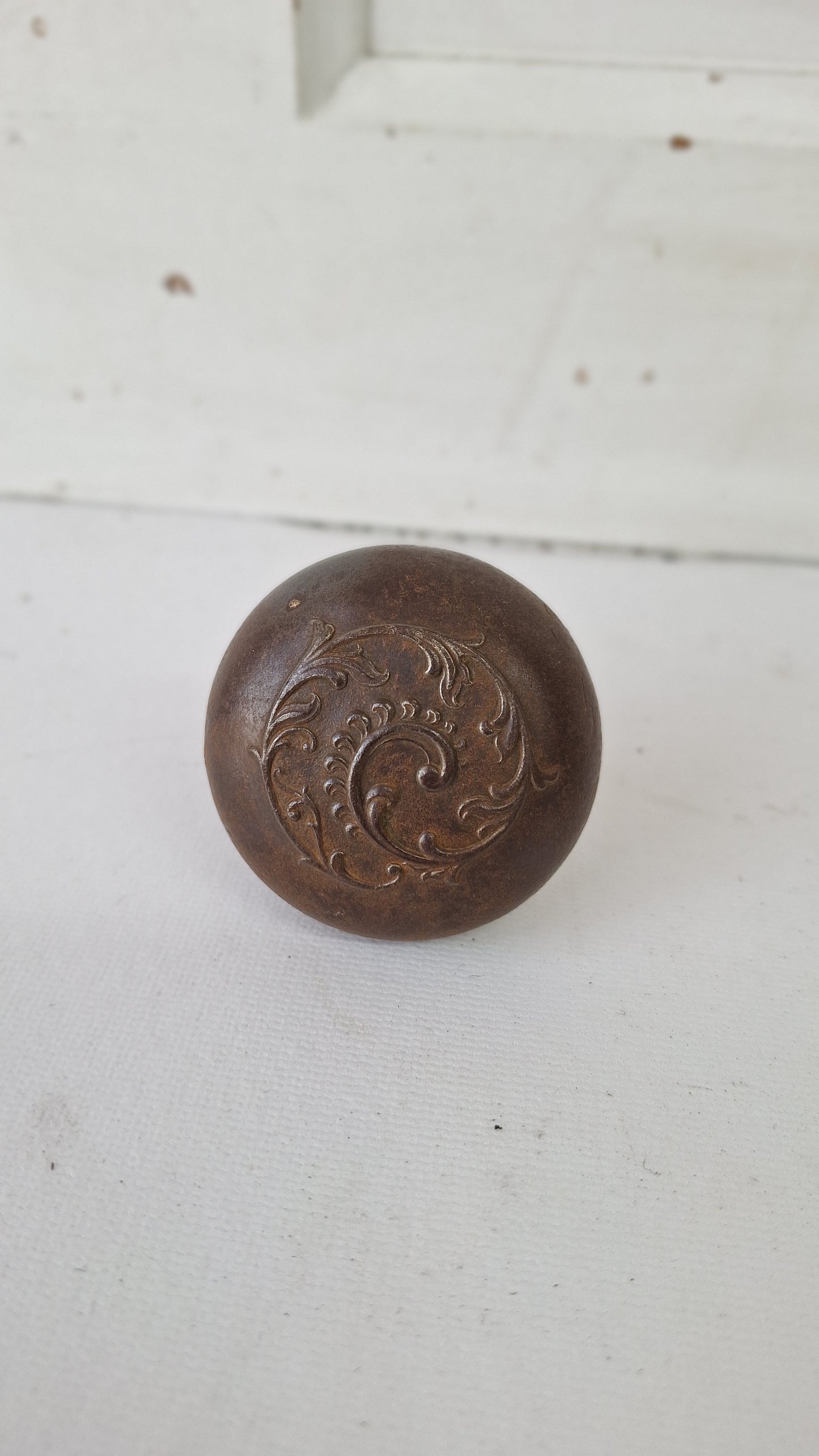 Cast Iron Doorknob in Lyons Design, Antique Iron Door Knob Handle