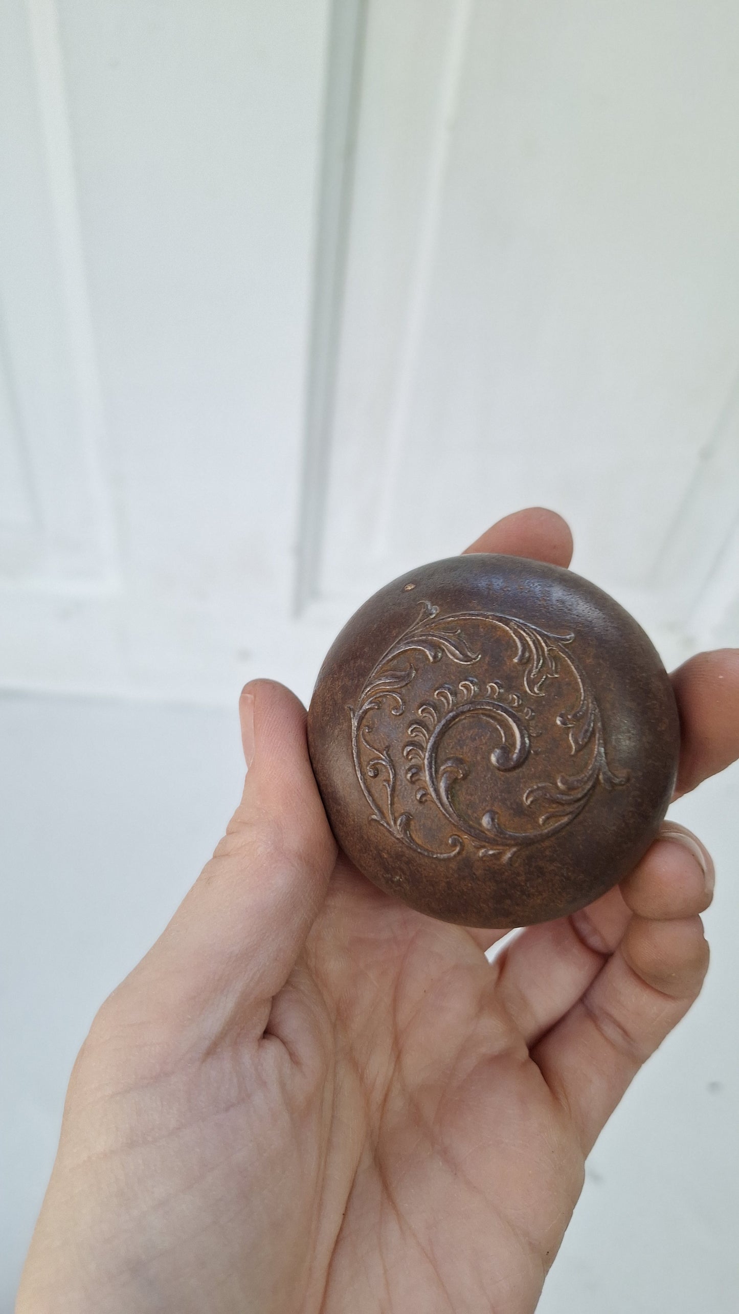 Cast Iron Doorknob in Lyons Design, Antique Iron Door Knob Handle