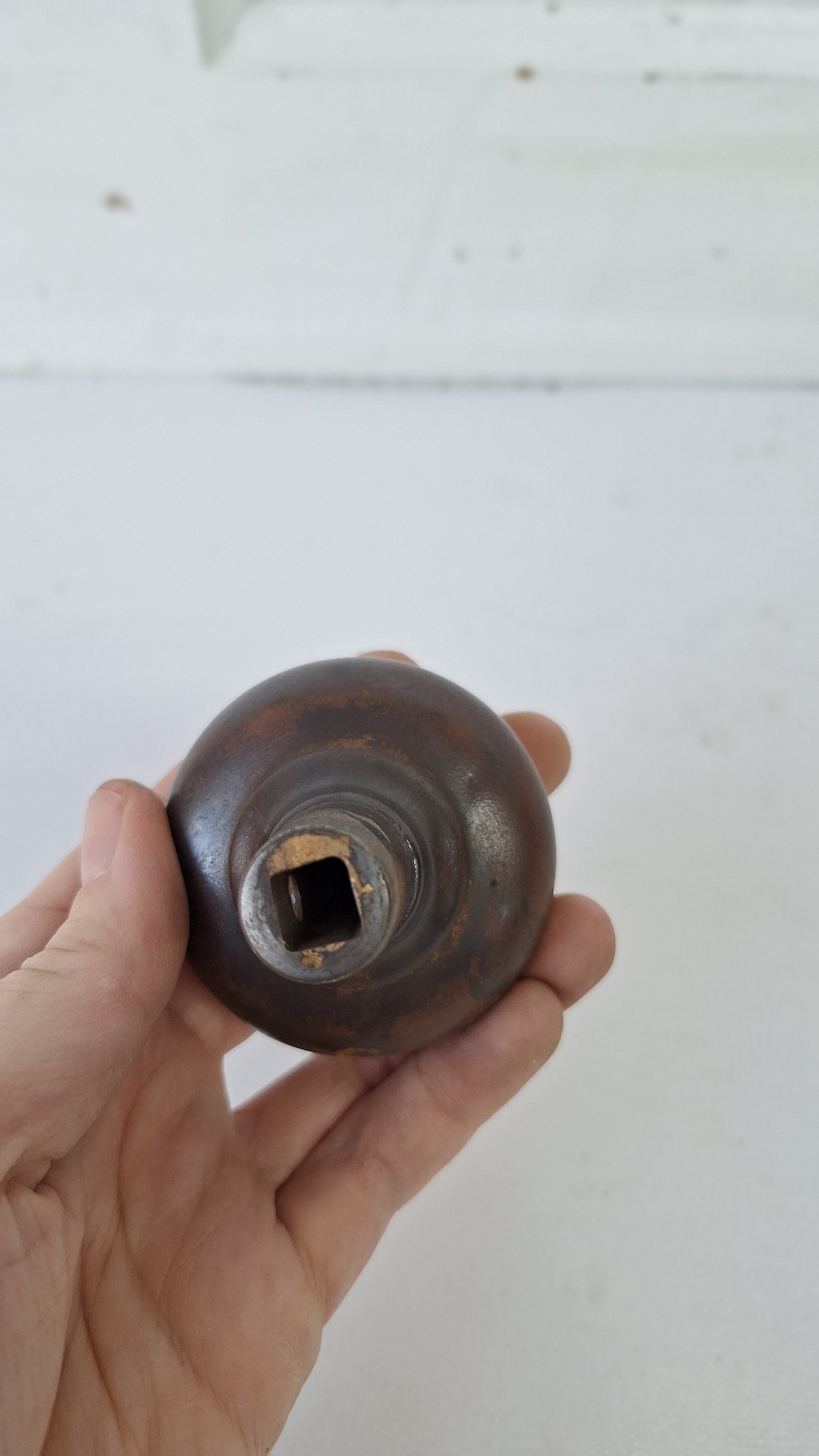 Cast Iron Doorknob with Lattice Design, Antique Iron Door Knob Handle