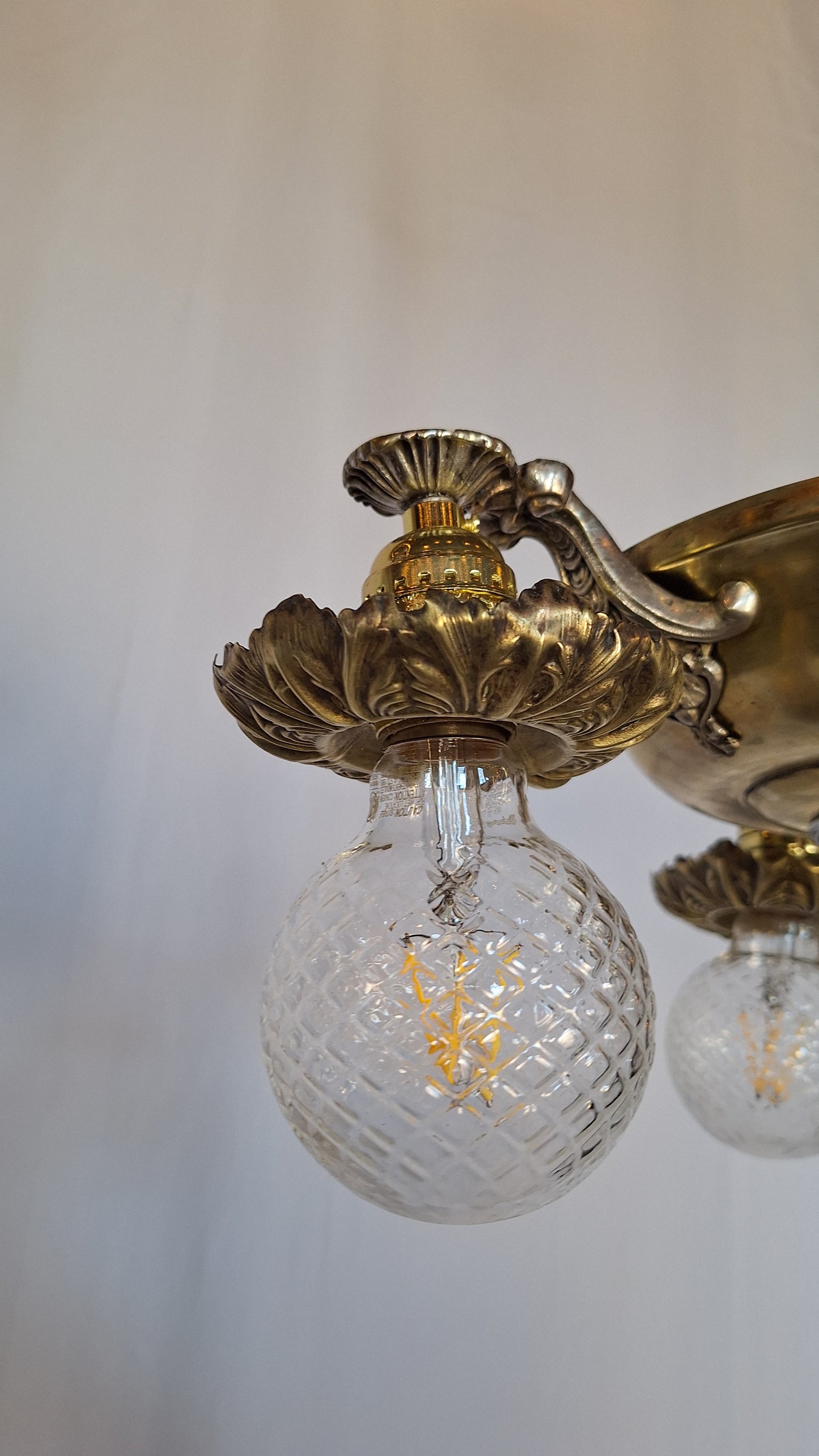 Antique Brass Pan Light: Two Tone Brass and Silver Chandelier
