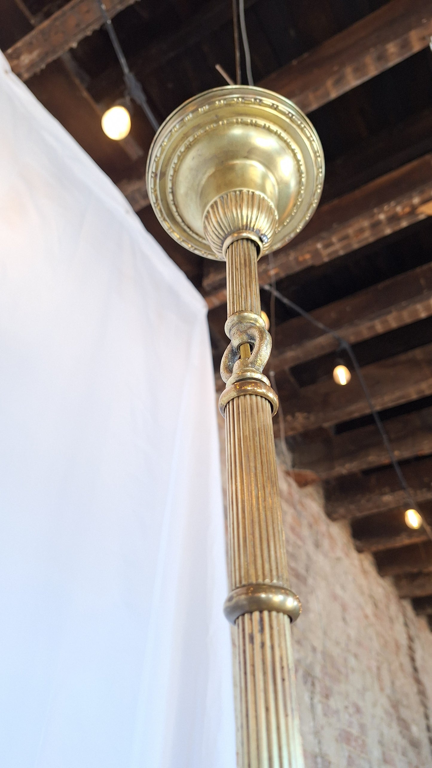 Antique Brass Pan Light: Two Tone Brass and Silver Chandelier