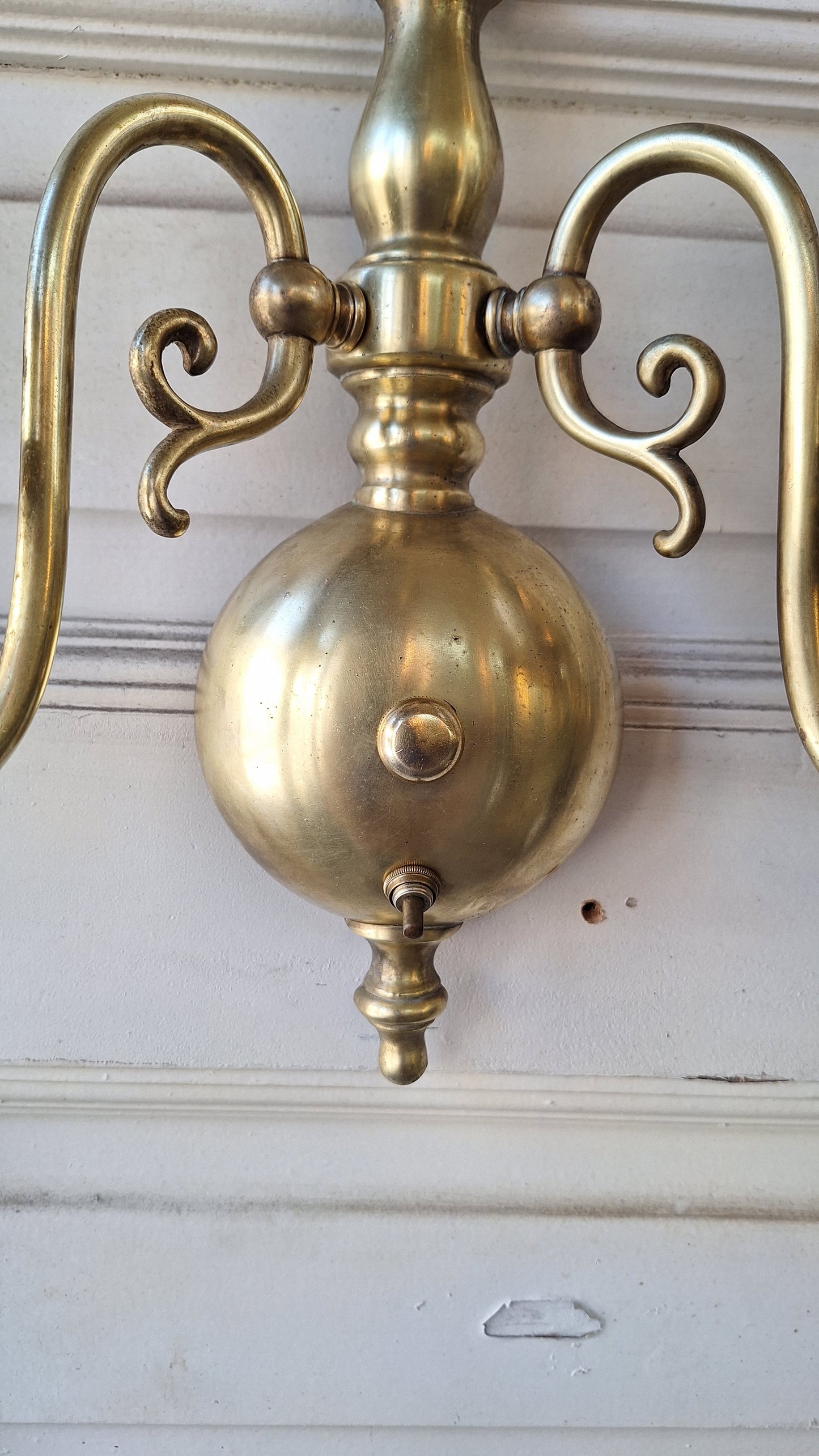 Two Vintage Brass Wall Sconces, Mid Century Sconce Lights
