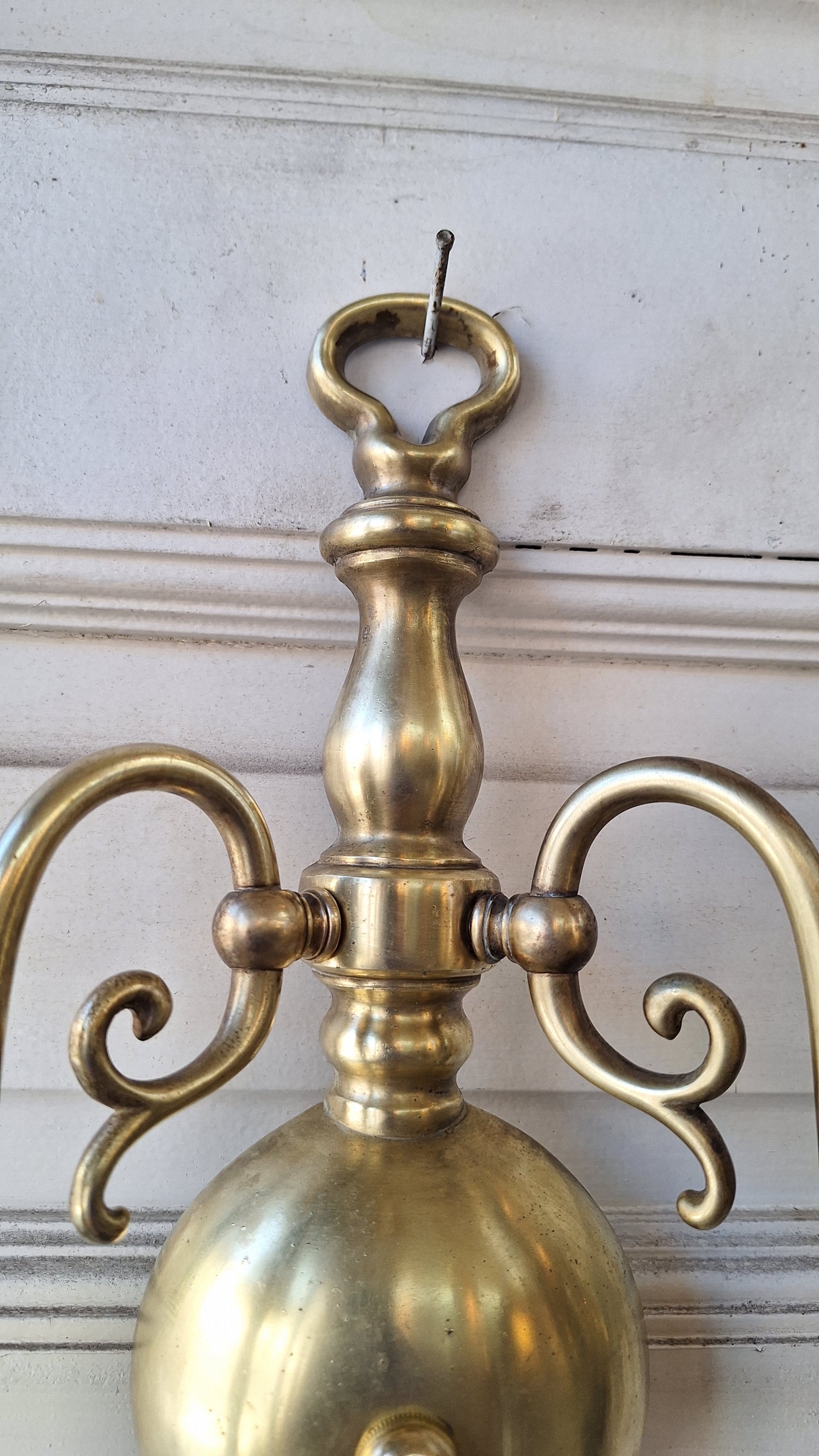 Two Vintage Brass Wall Sconces, Mid Century Sconce Lights