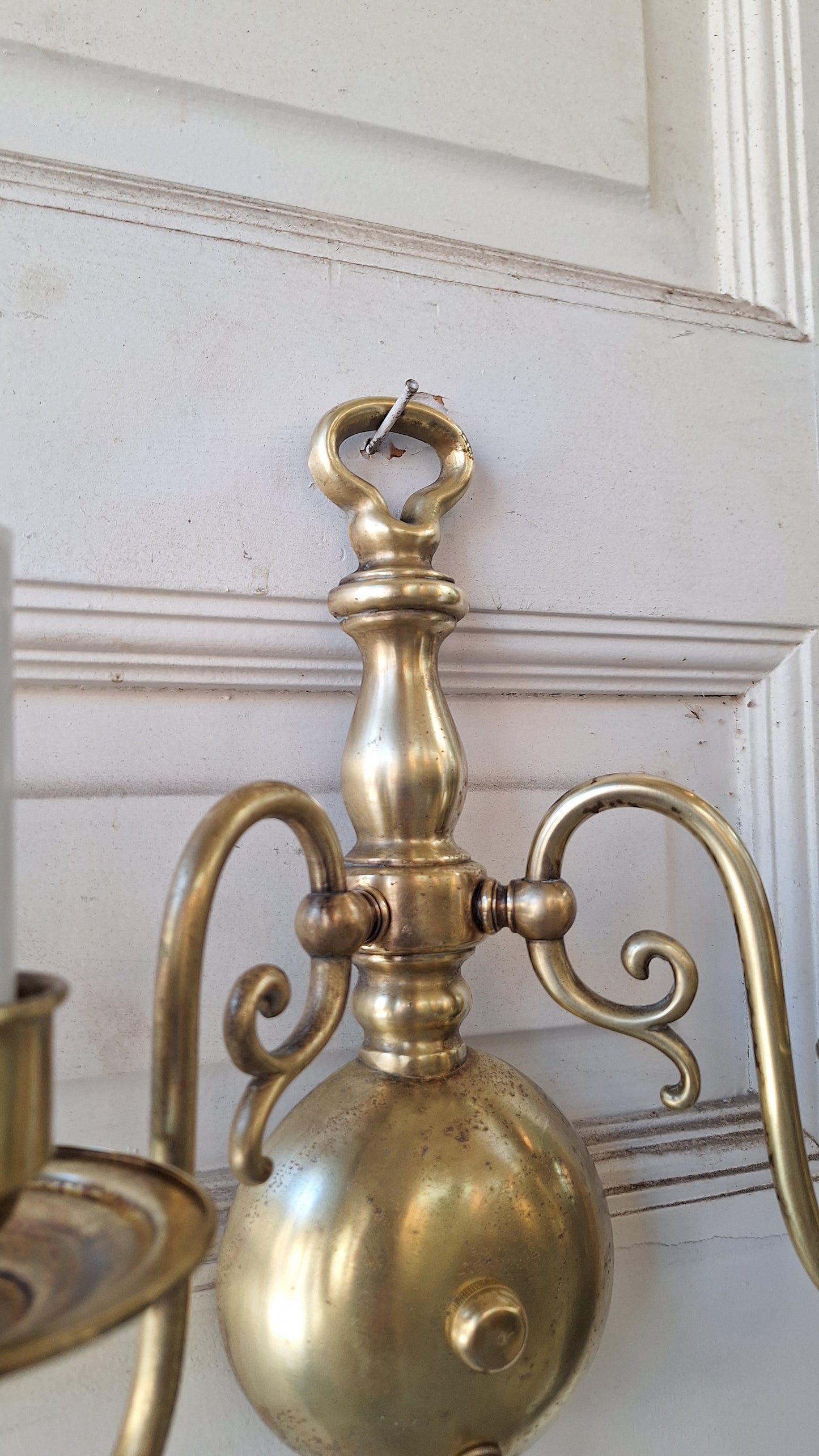 Two Vintage Brass Wall Sconces, Mid Century Sconce Lights