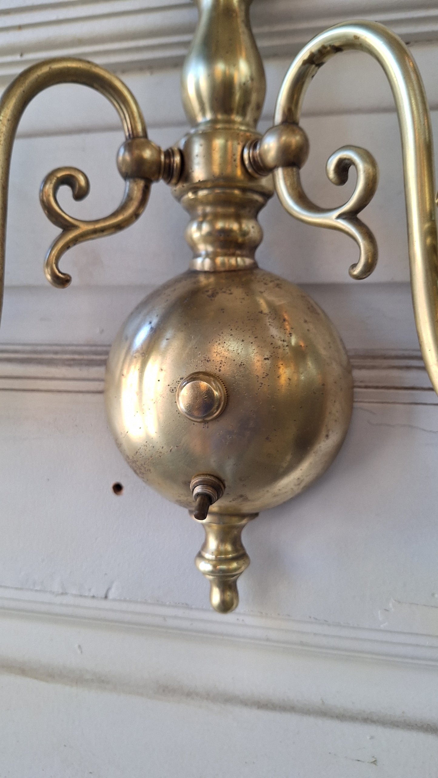 Two Vintage Brass Wall Sconces, Mid Century Sconce Lights