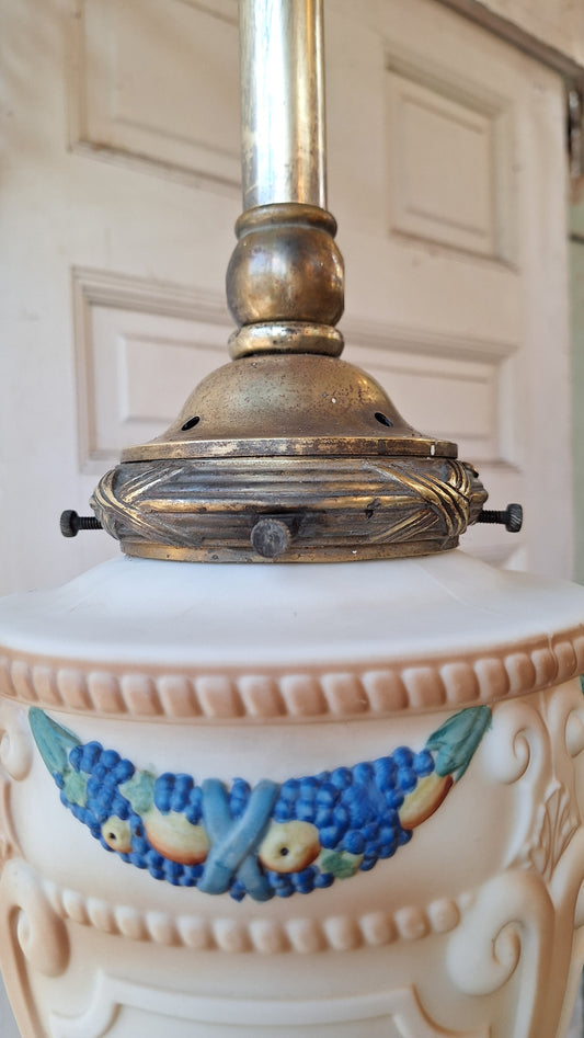 Antique Pendant Porch Light, Acorn Shade Hand Painted Light Fixture