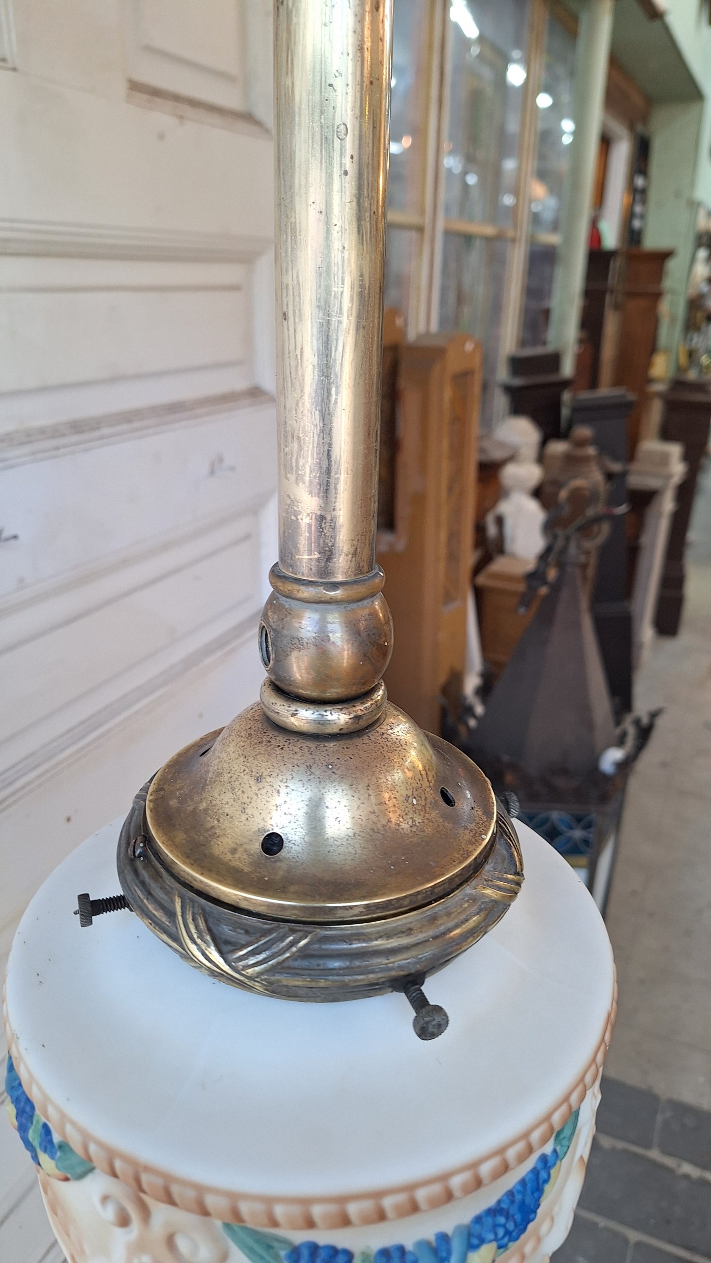 Antique Pendant Porch Light, Acorn Shade Hand Painted Light Fixture