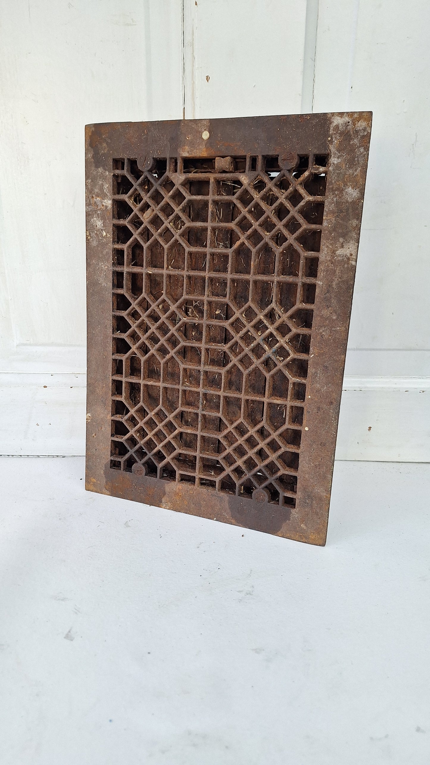 Ornate Iron Floor Vent Cover 10 x 14: Antique Lattice Grate