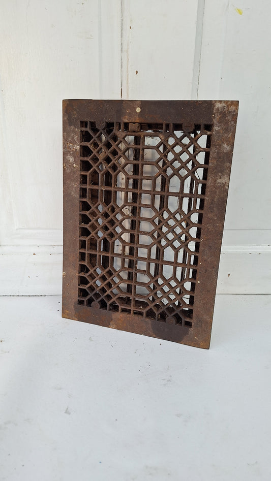 Ornate Iron Floor Vent Cover 10 x 14: Antique Lattice Grate