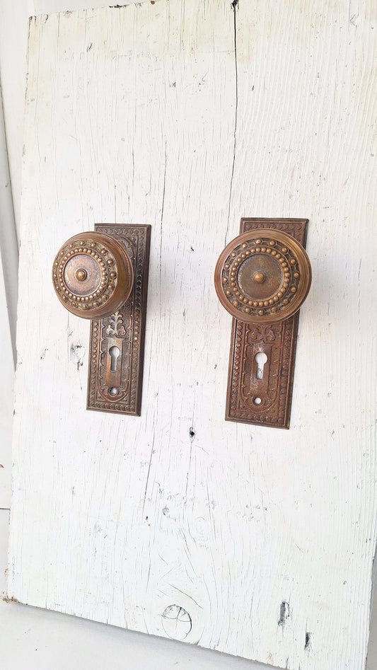 Fancy Designed Door Knobs & Plates, Complete Set Victorian Door Hardware