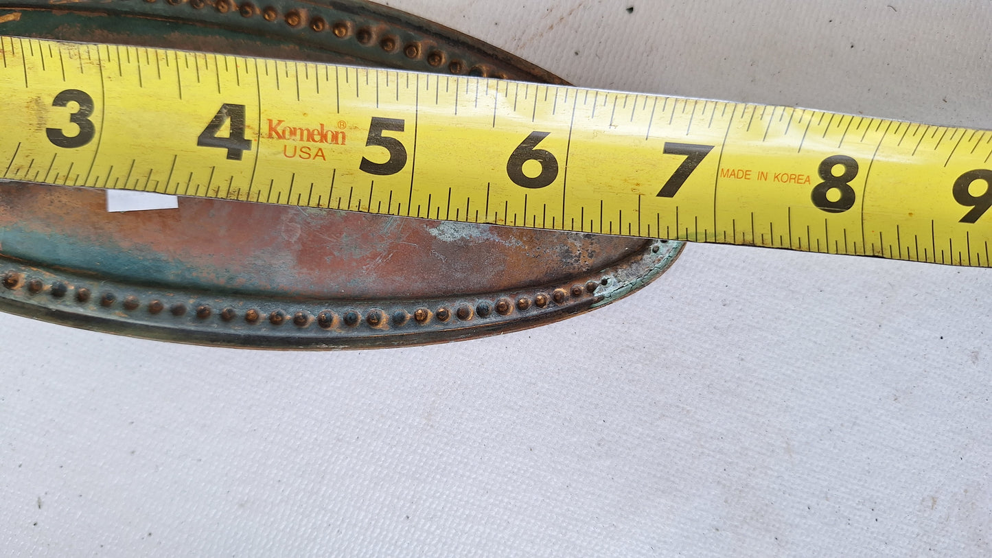 Set of Oval Brass Doorknobs and Plates, Antique Door Hardware Set