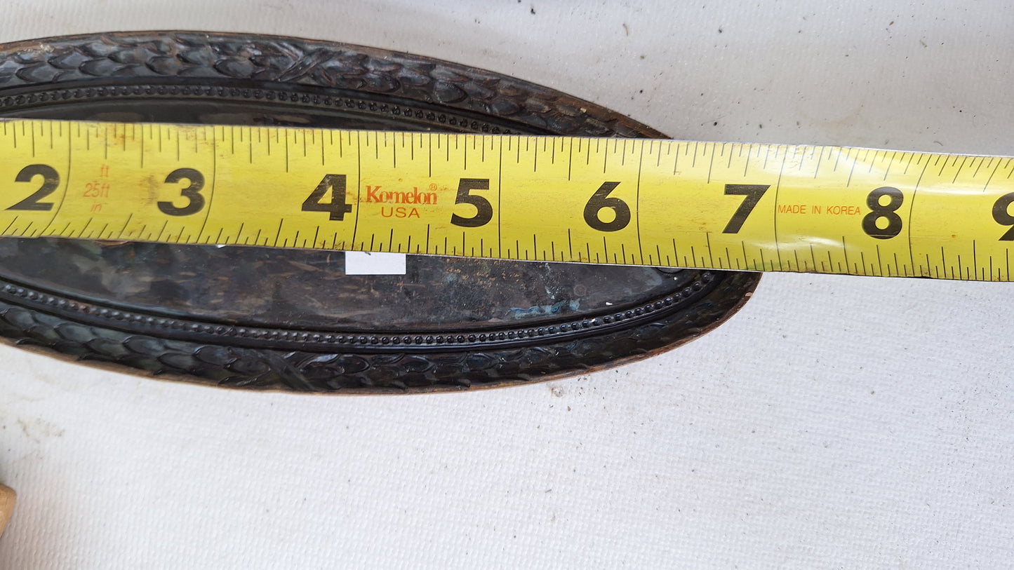 Fancy Oval Brass Doorknobs and Plates, Antique Door Hardware Set