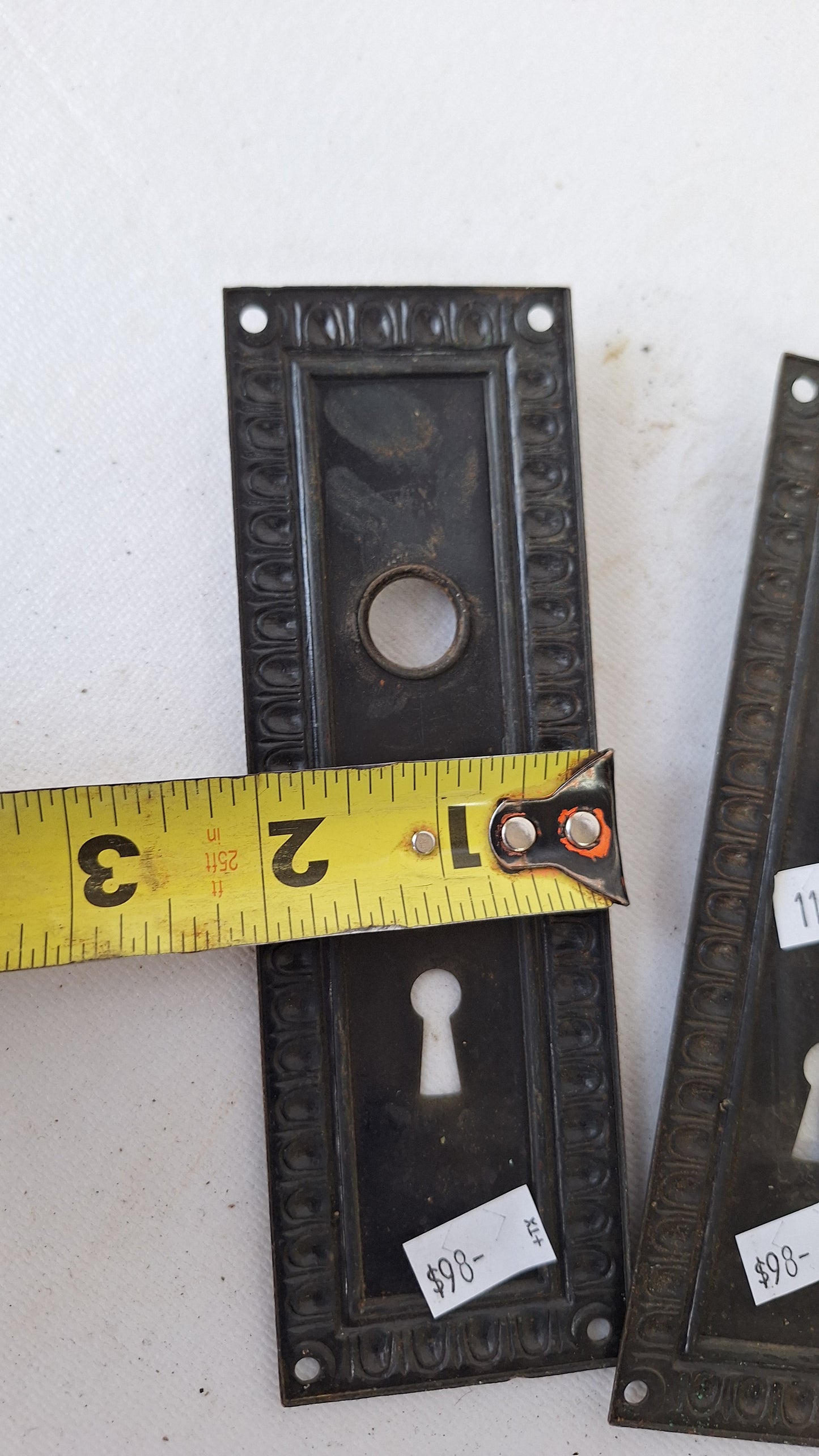 Japanned Brass Door Knobs and Backplates, Antique Copper Finish Doorknobs and Escutcheons