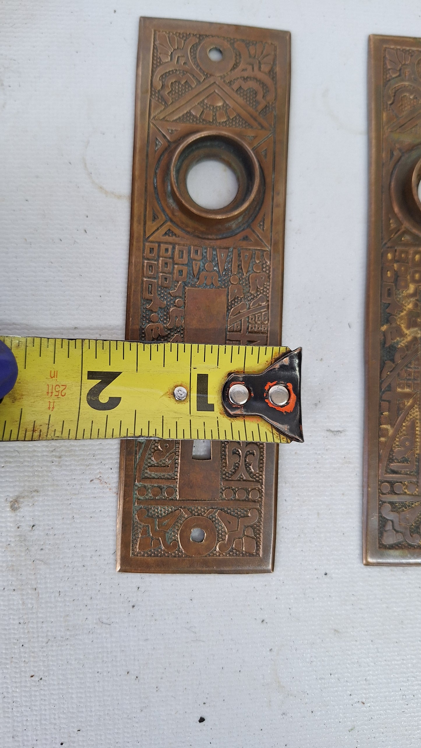 Corbin Ceylon Pattern Antique Door Hardware Set, Victorian Eastlake Doorknobs and Plates