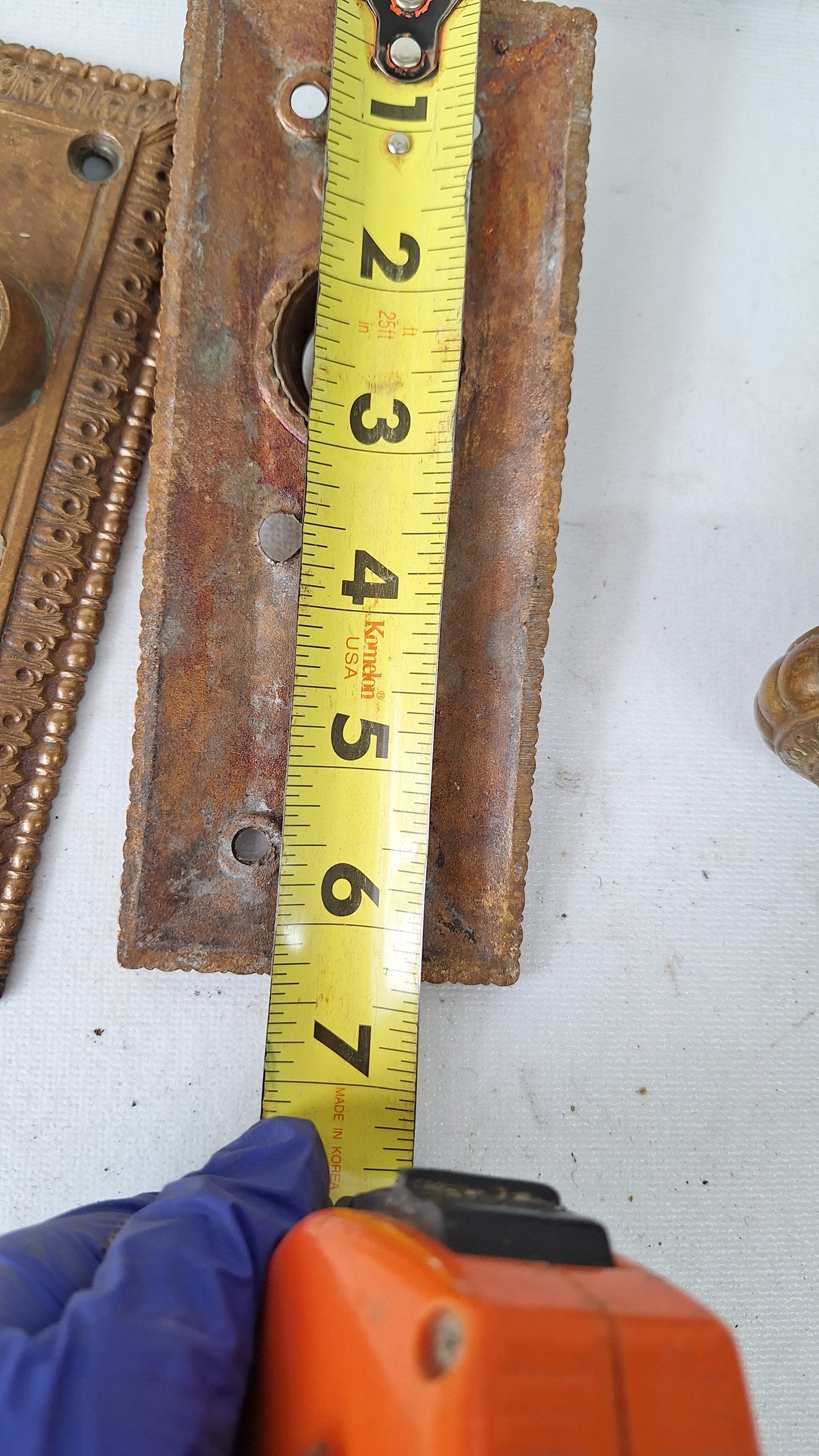 Cast Bronze Flower Doorknob and Plate Set, Ornate Antique Door Hardware