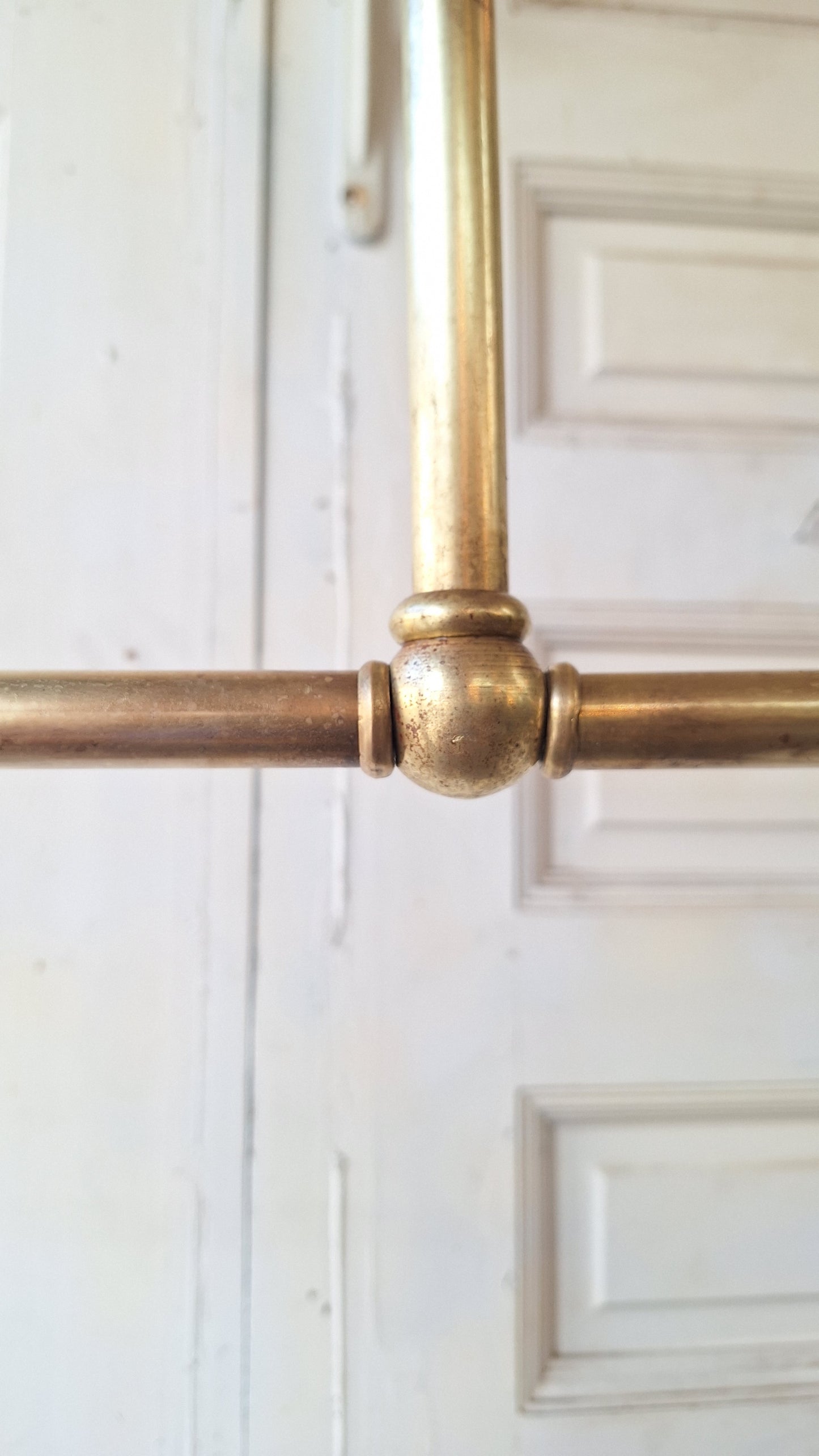 Vintage Holophane Chandelier, Brass and Prismatic Glass Light Fixture