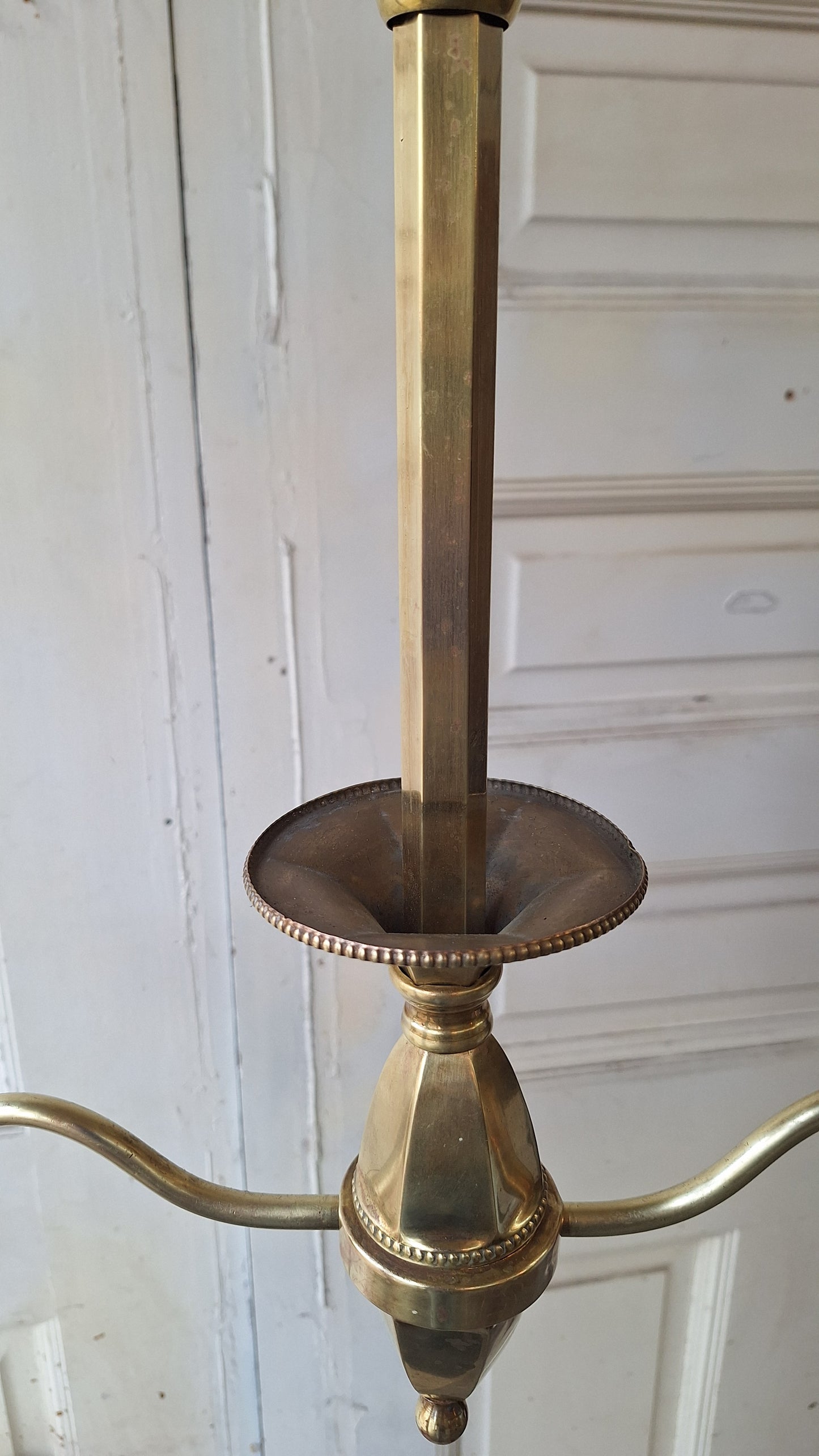 Etched Glass Antique Chandelier: Victorian Brass and Opalescent Glass Light