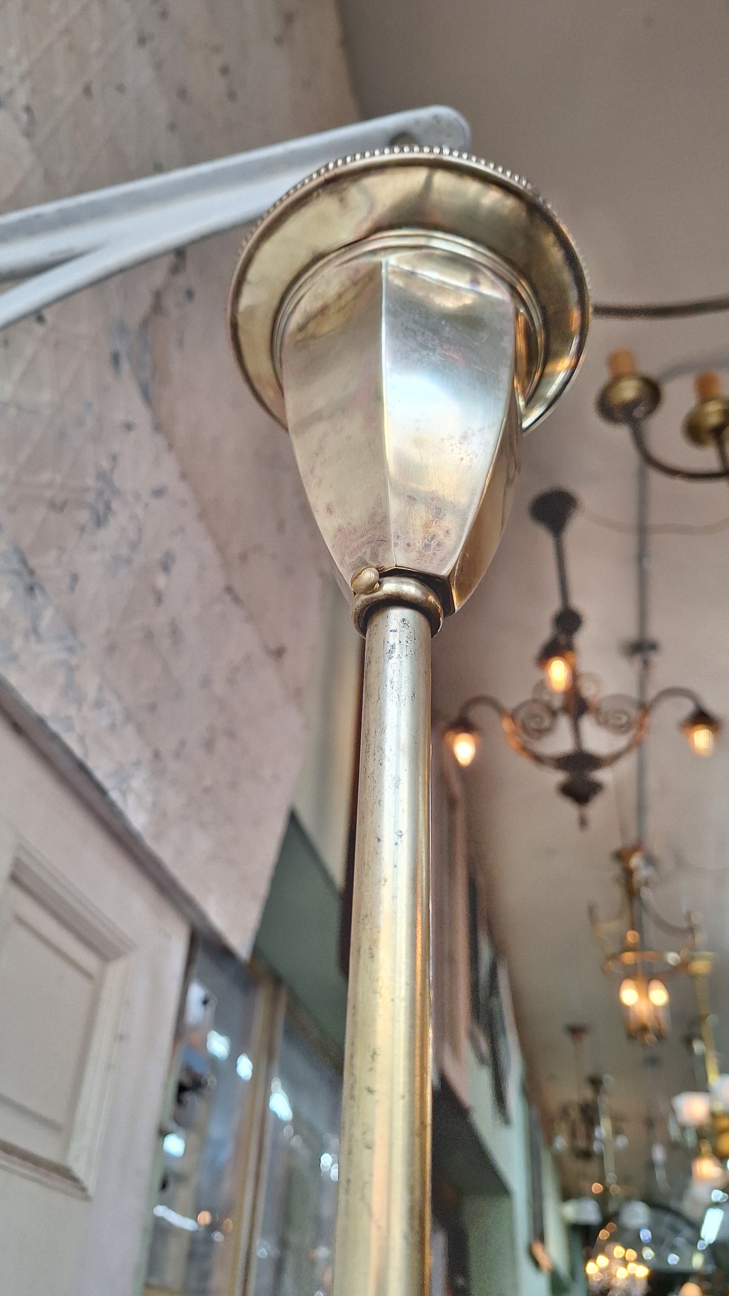 Etched Glass Antique Chandelier: Victorian Brass and Opalescent Glass Light