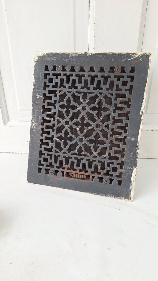 10 x 12 Ornate Cast Iron Vent Grate Cover, Working Vent Cover with Dampers