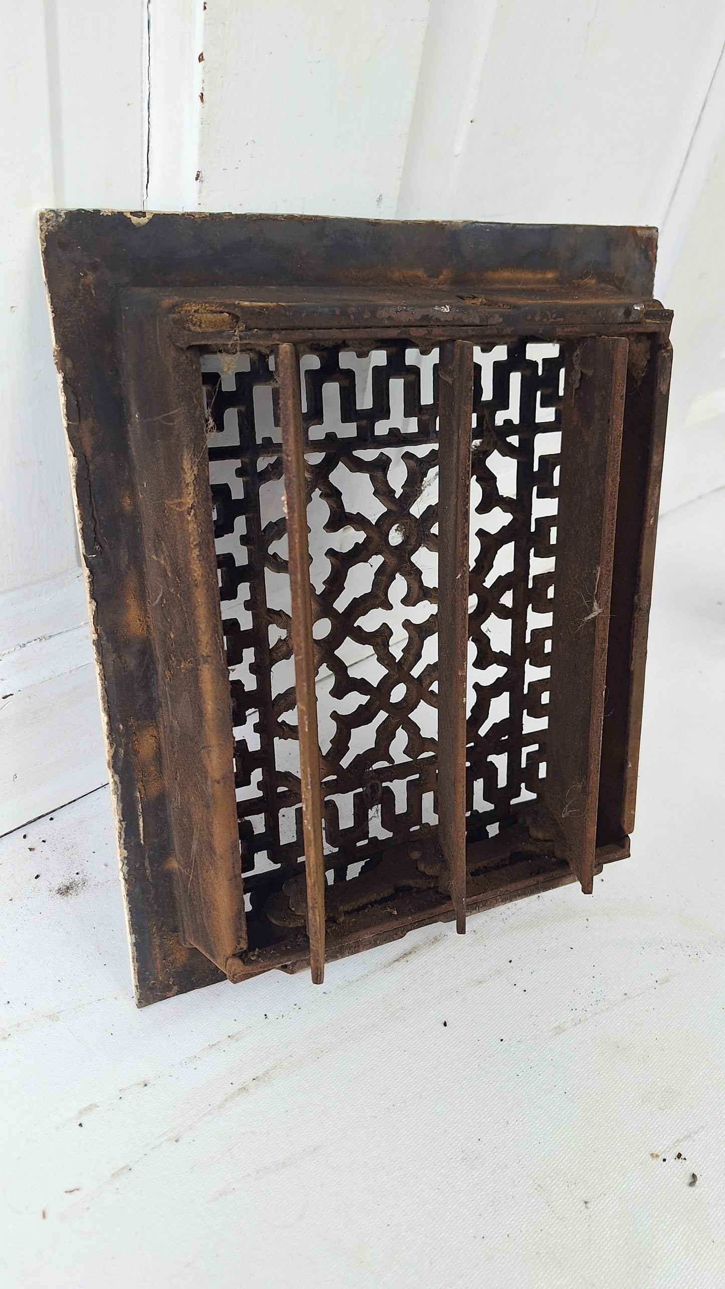 10 x 12 Ornate Cast Iron Vent Grate Cover, Working Vent Cover with Dampers