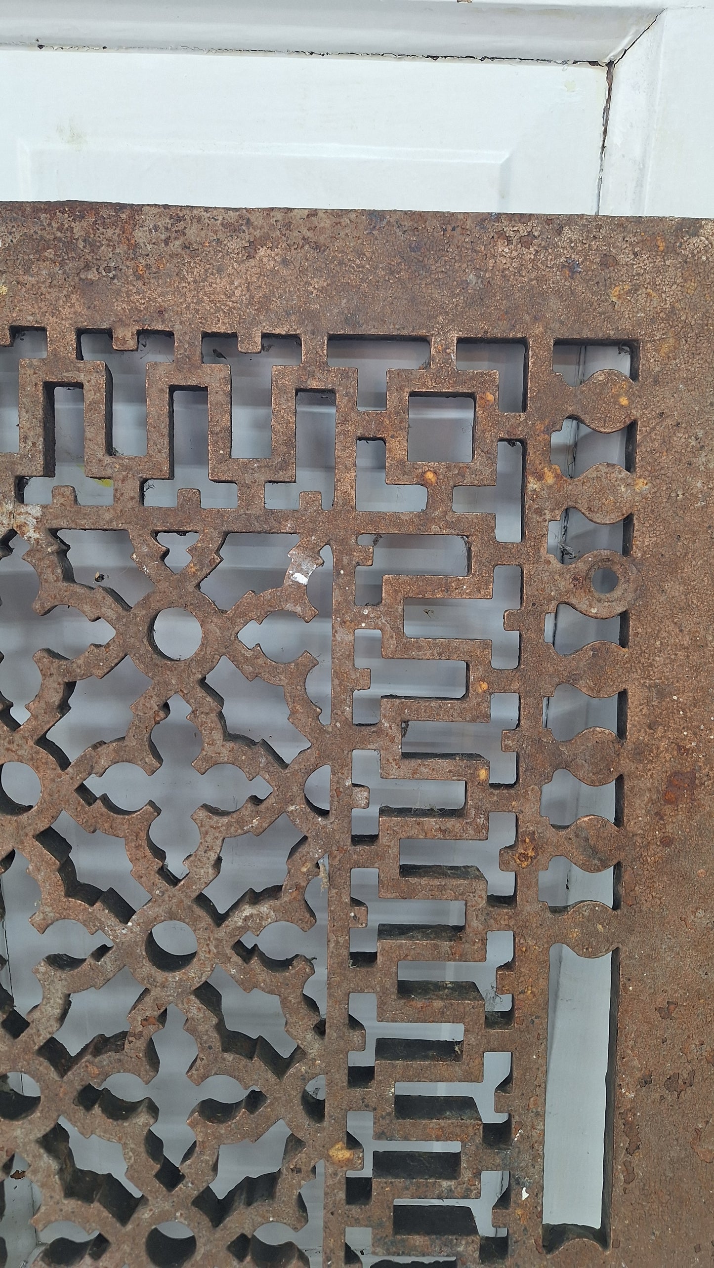 Ornate Large 22 x 26 Cast Iron Vent Cover, Cold Air Return Antique Floor Register