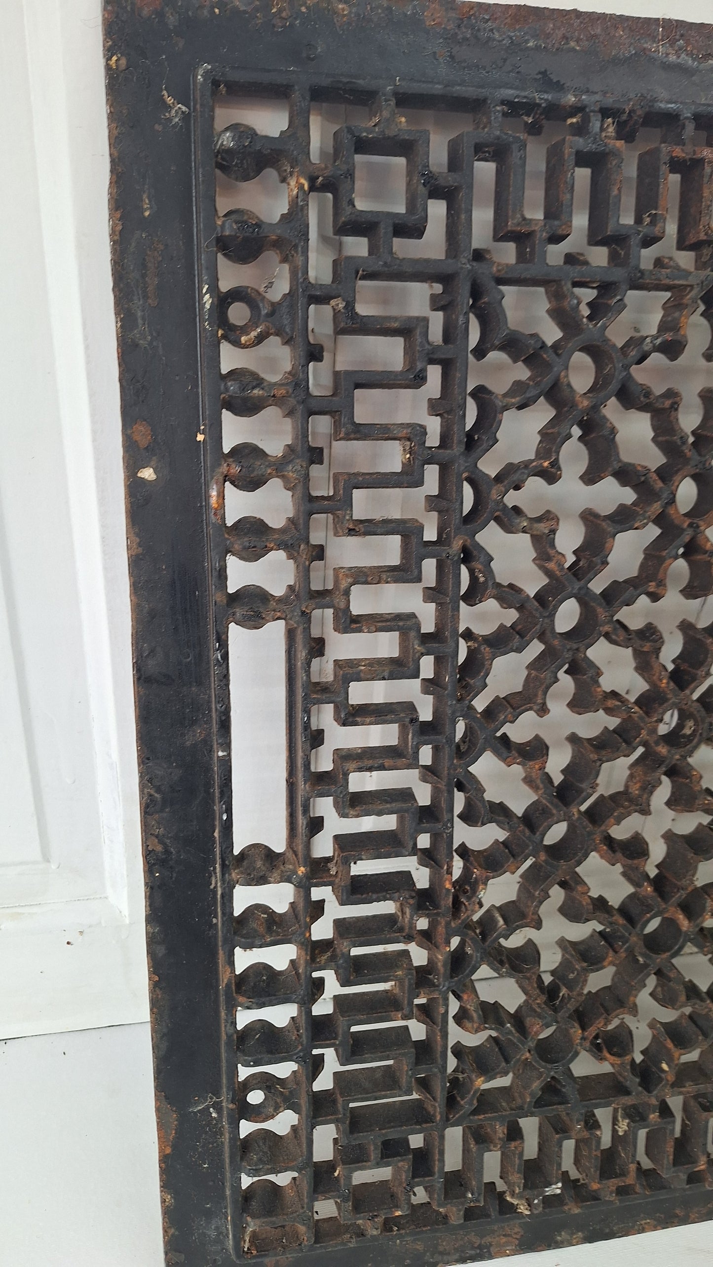 Ornate Large 22 x 26 Cast Iron Vent Cover, Cold Air Return Antique Floor Register