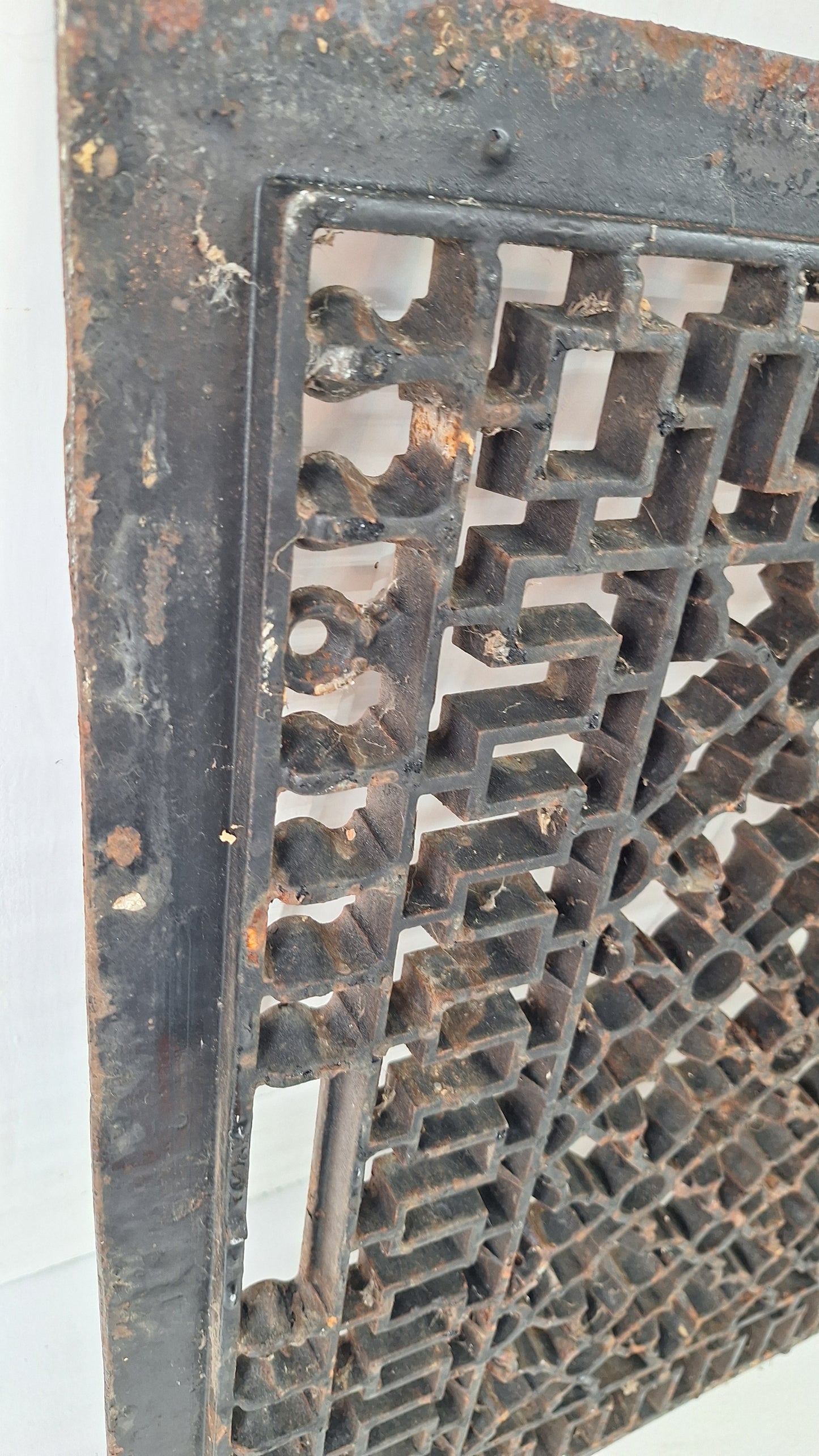 Ornate Large 22 x 26 Cast Iron Vent Cover, Cold Air Return Antique Floor Register