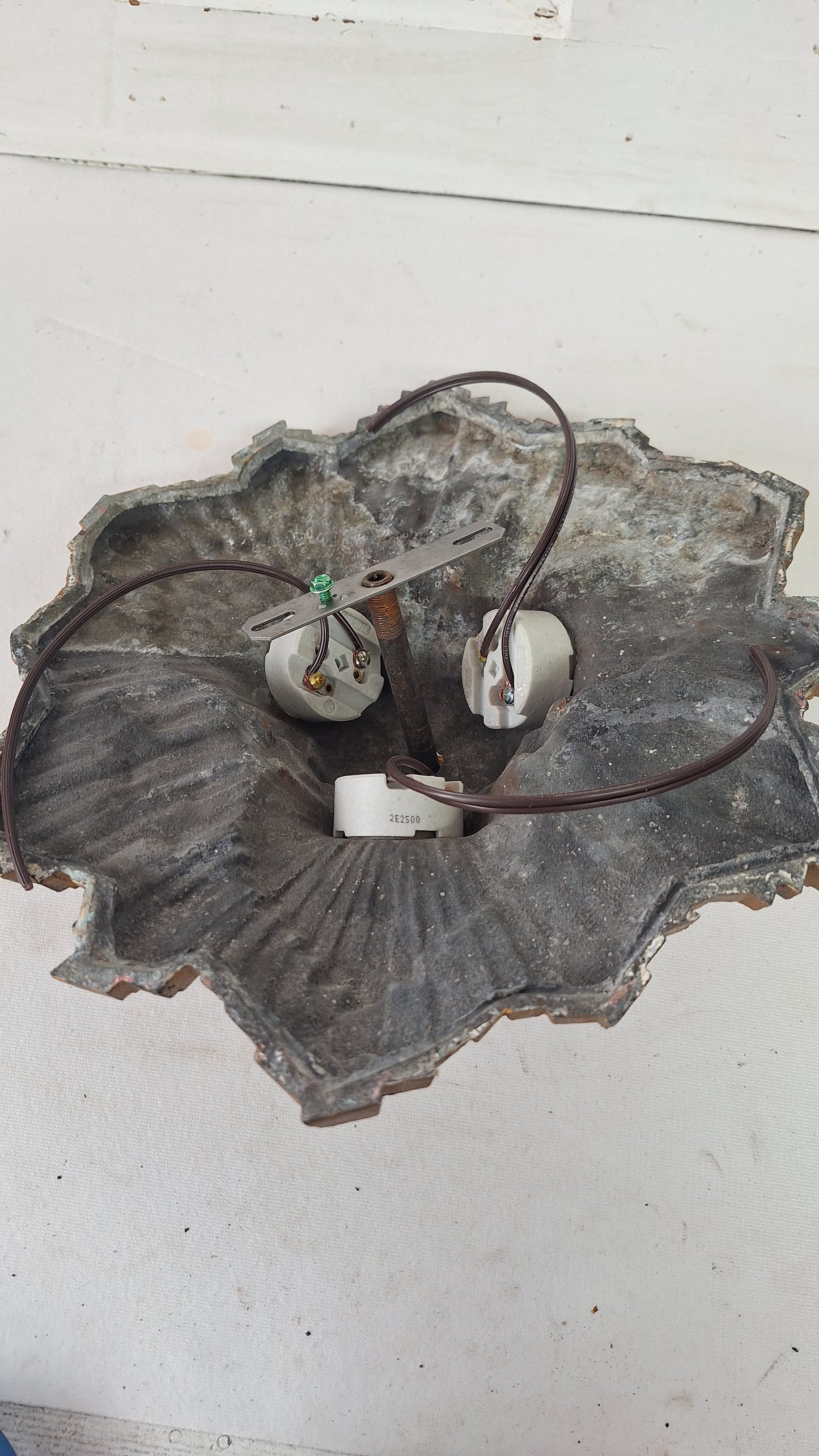 Art Deco Gold Flush Mount Light: Antique Three-Socket Ceiling Fixture