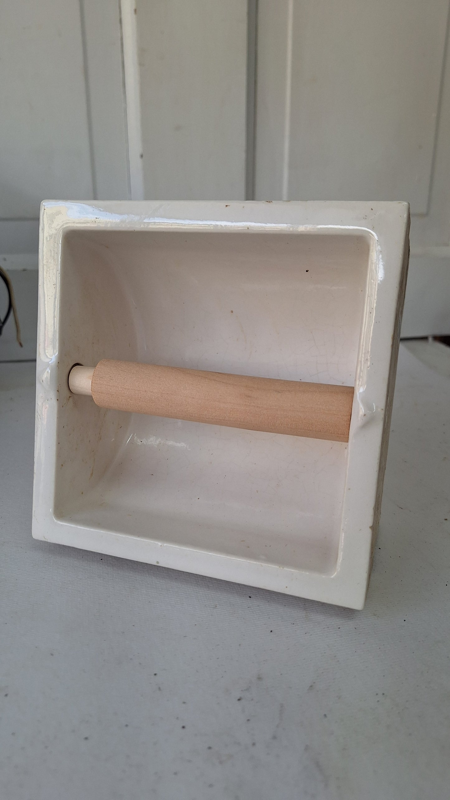 Antique Fairfacts Porcelain Toilet Paper Holder, Vintage White Toilet Paper Dispenser