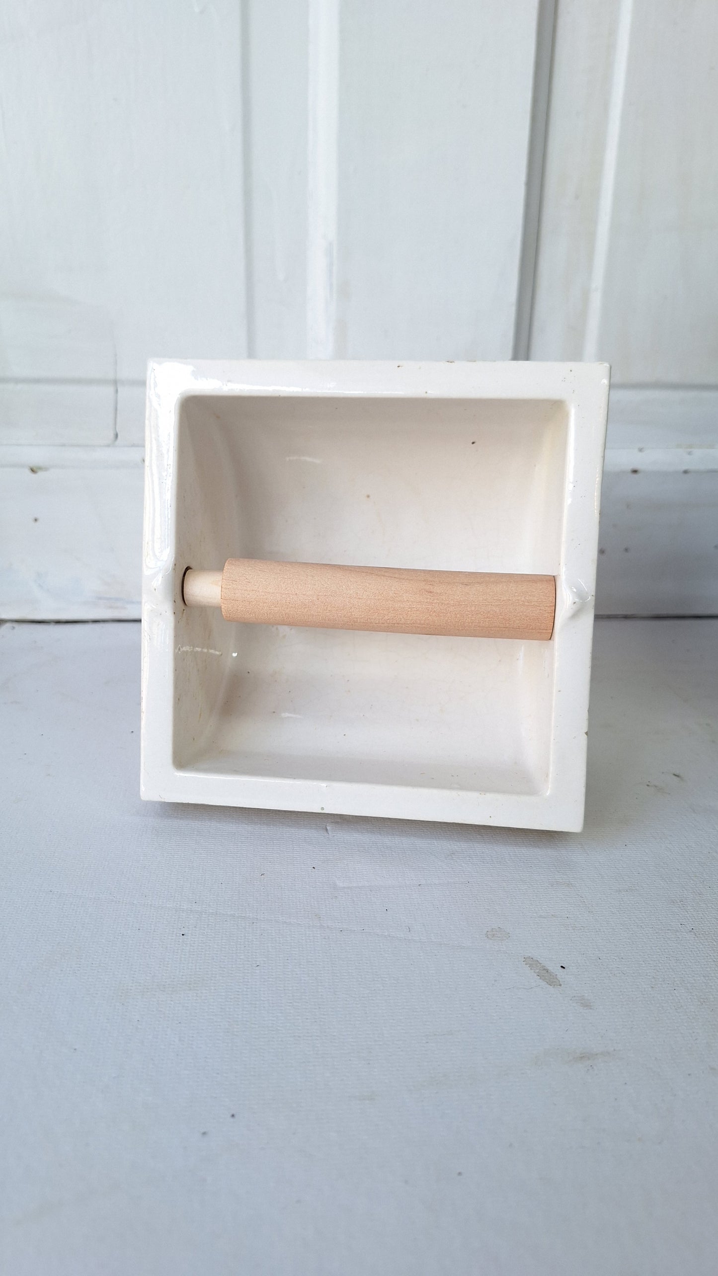 Antique Fairfacts Porcelain Toilet Paper Holder, Vintage White Toilet Paper Dispenser