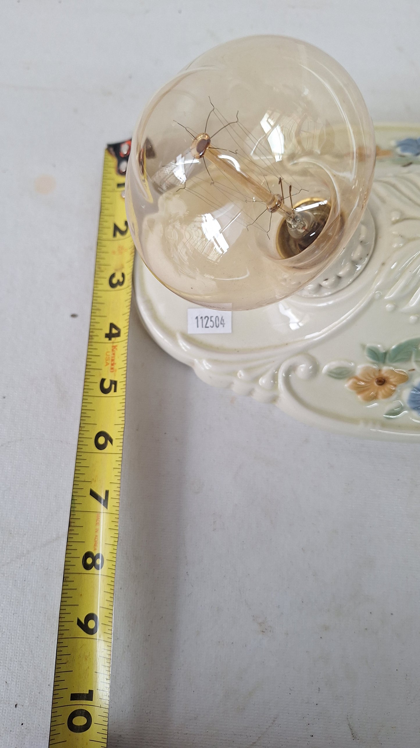 Two Bulb Floral Design Porcelier Light, Art Deco Light Fixture