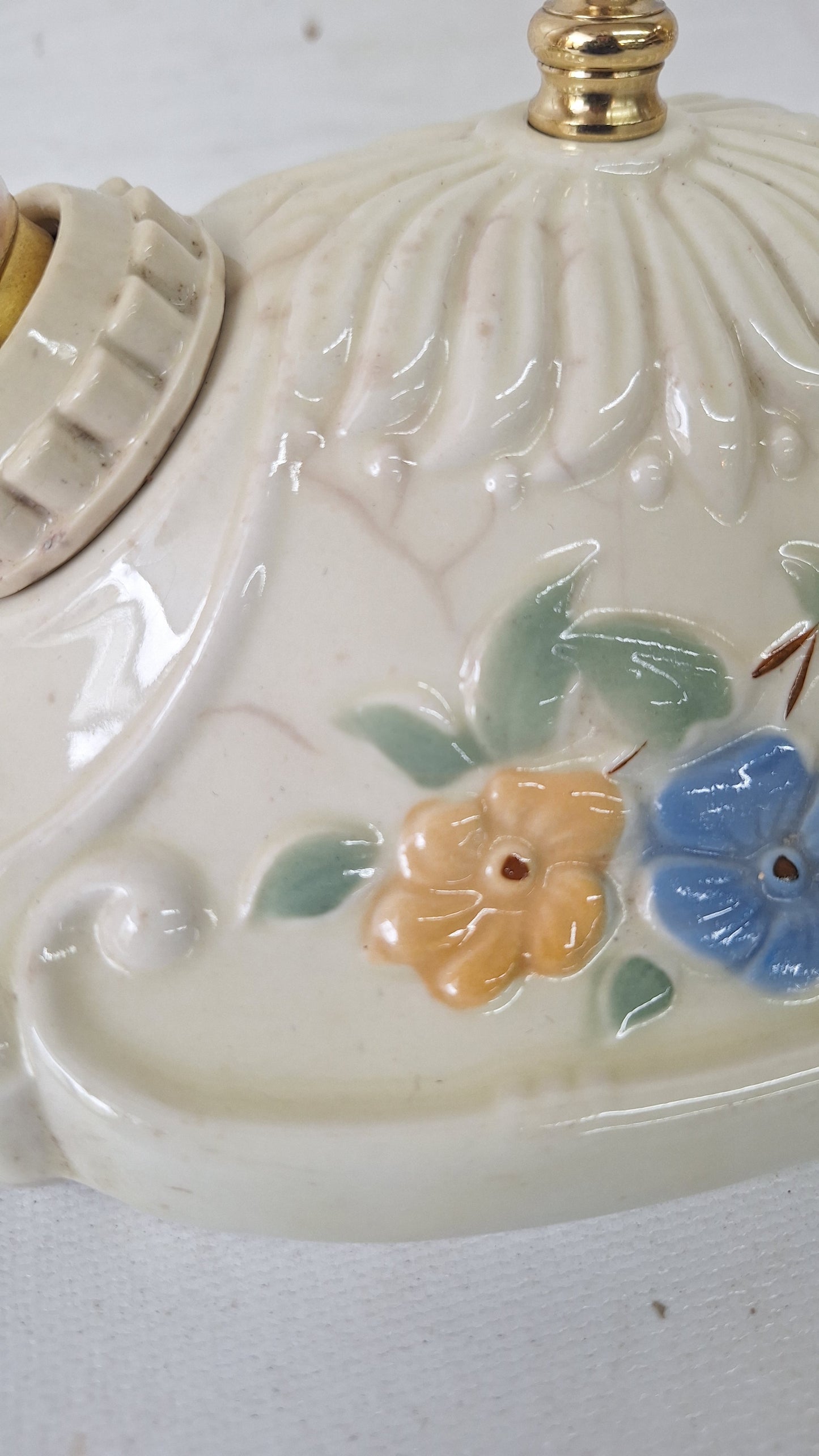 Two Bulb Floral Design Porcelier Light, Art Deco Light Fixture